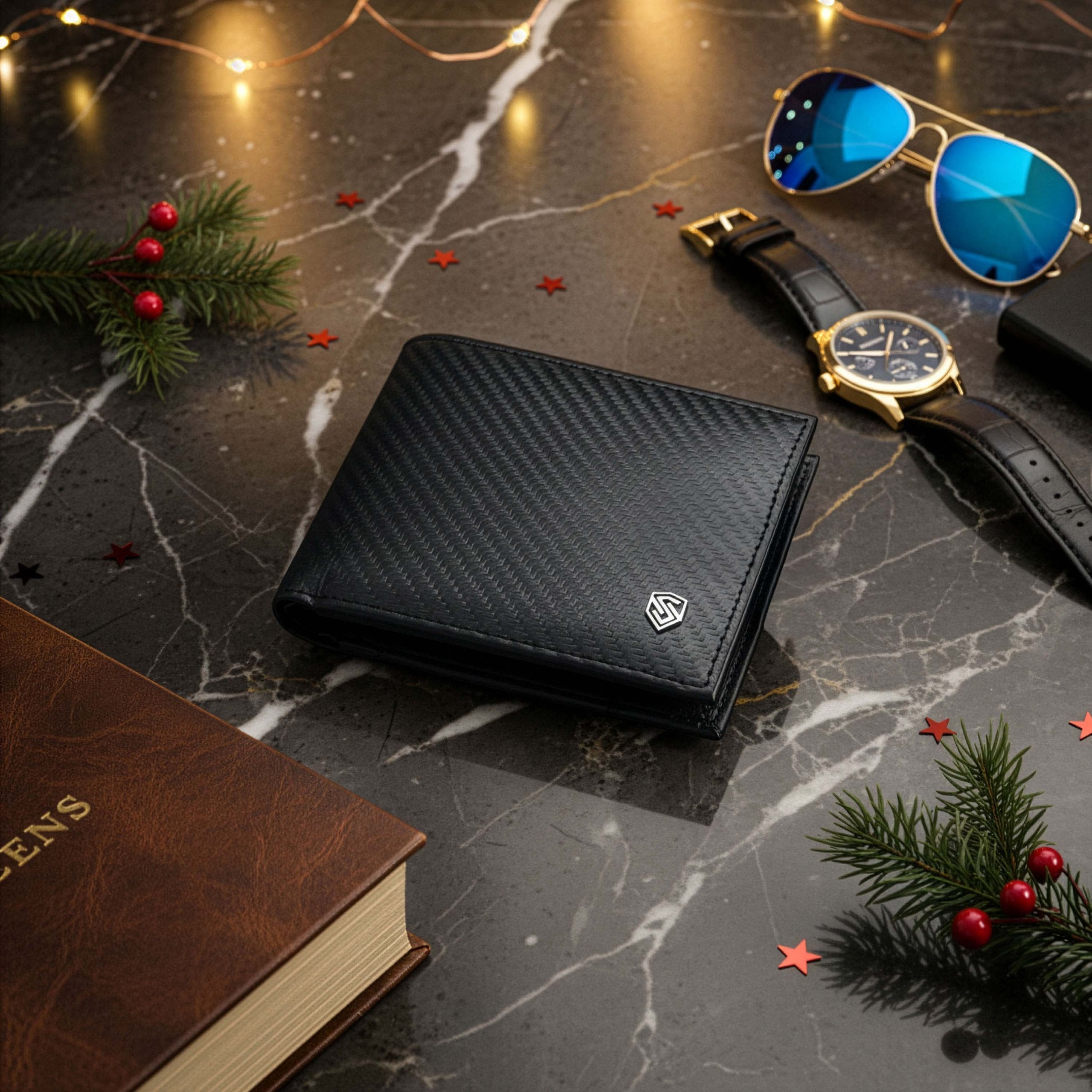 Vyriška odinė piniginė Stevens, plona, juoda, su RFID apsauga 8824-R