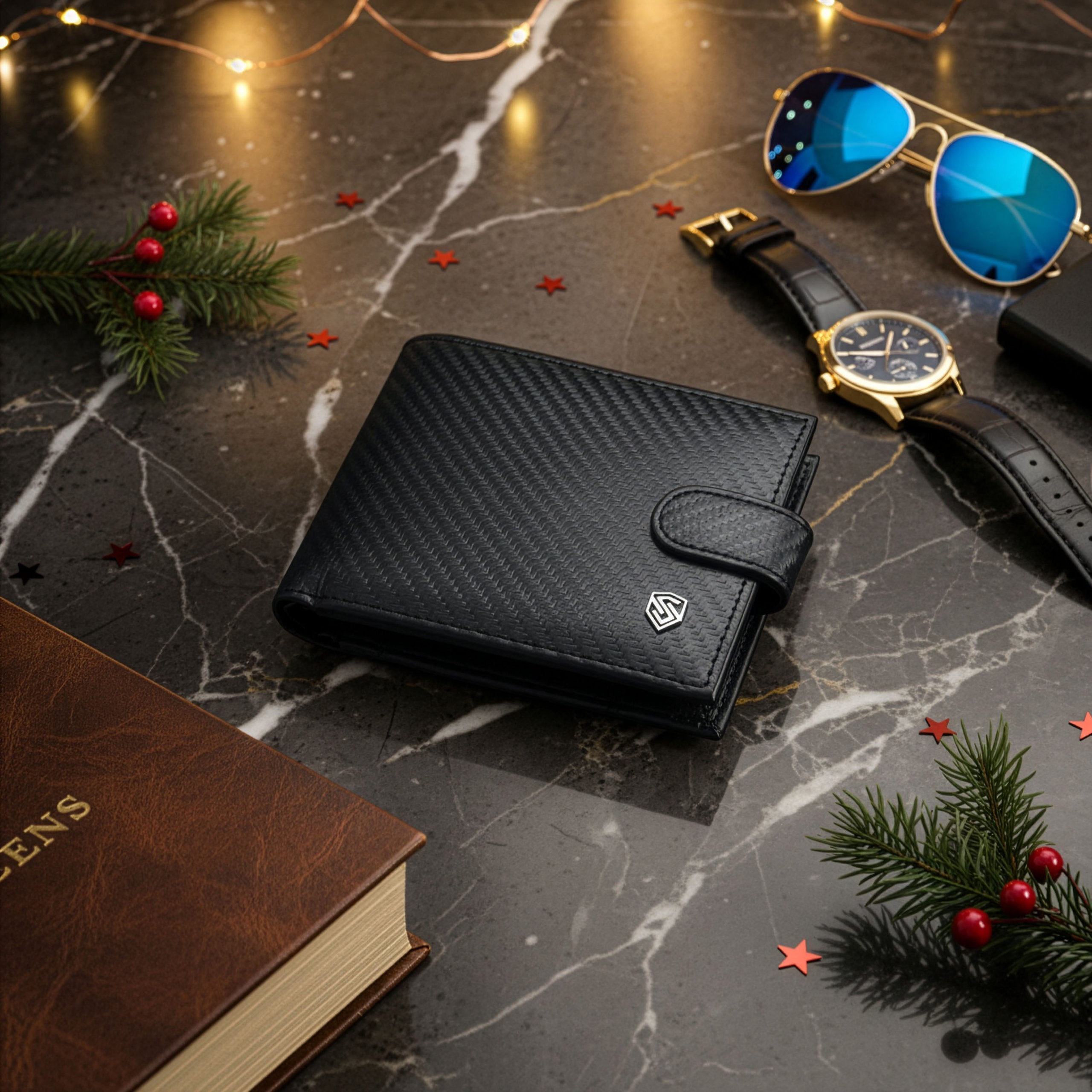 Vyriška odinė piniginė Stevens, plona, juoda, su RFID apsauga 8824A-R