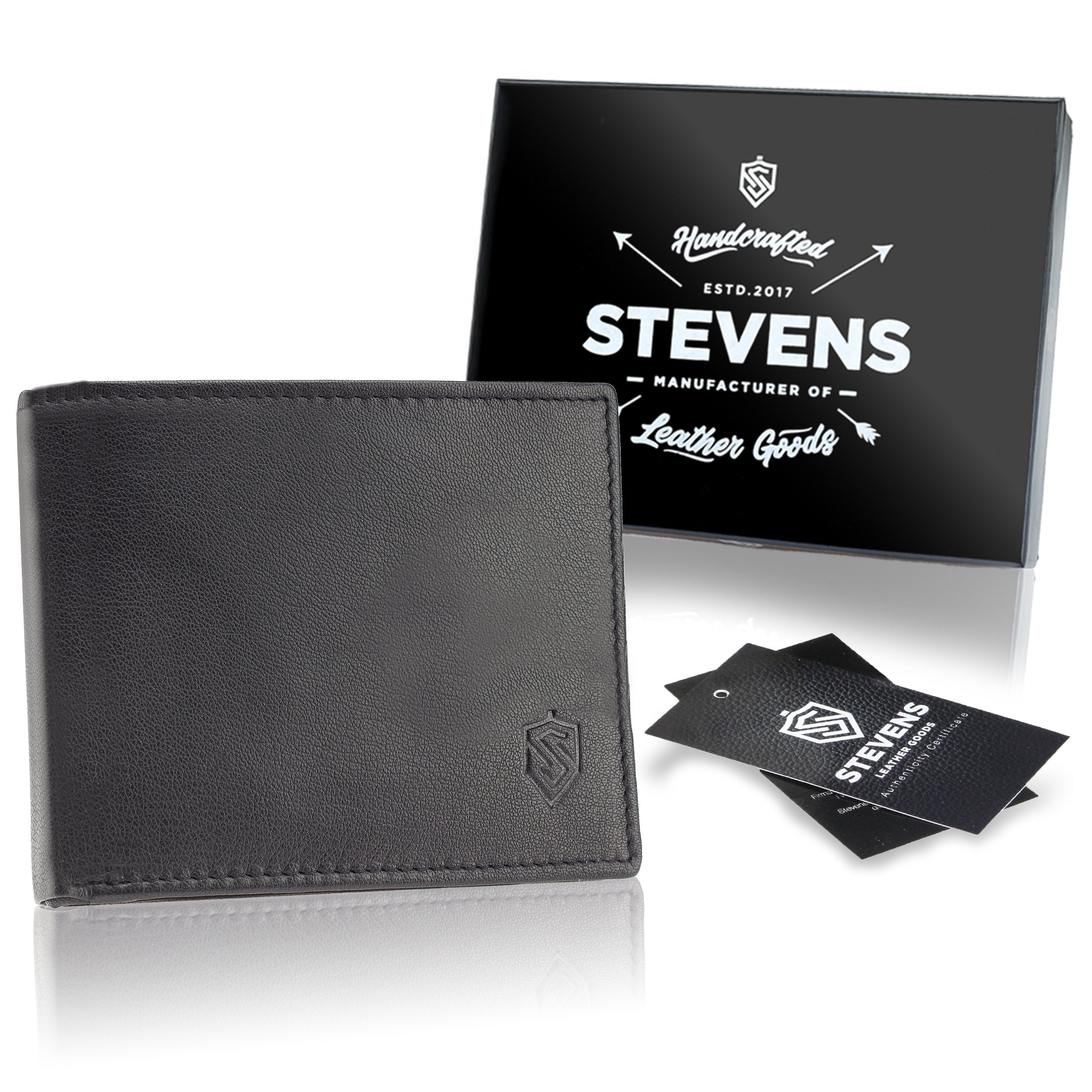 Natūralios odos SLIM piniginė vyrams Stevens 84, juoda S1033