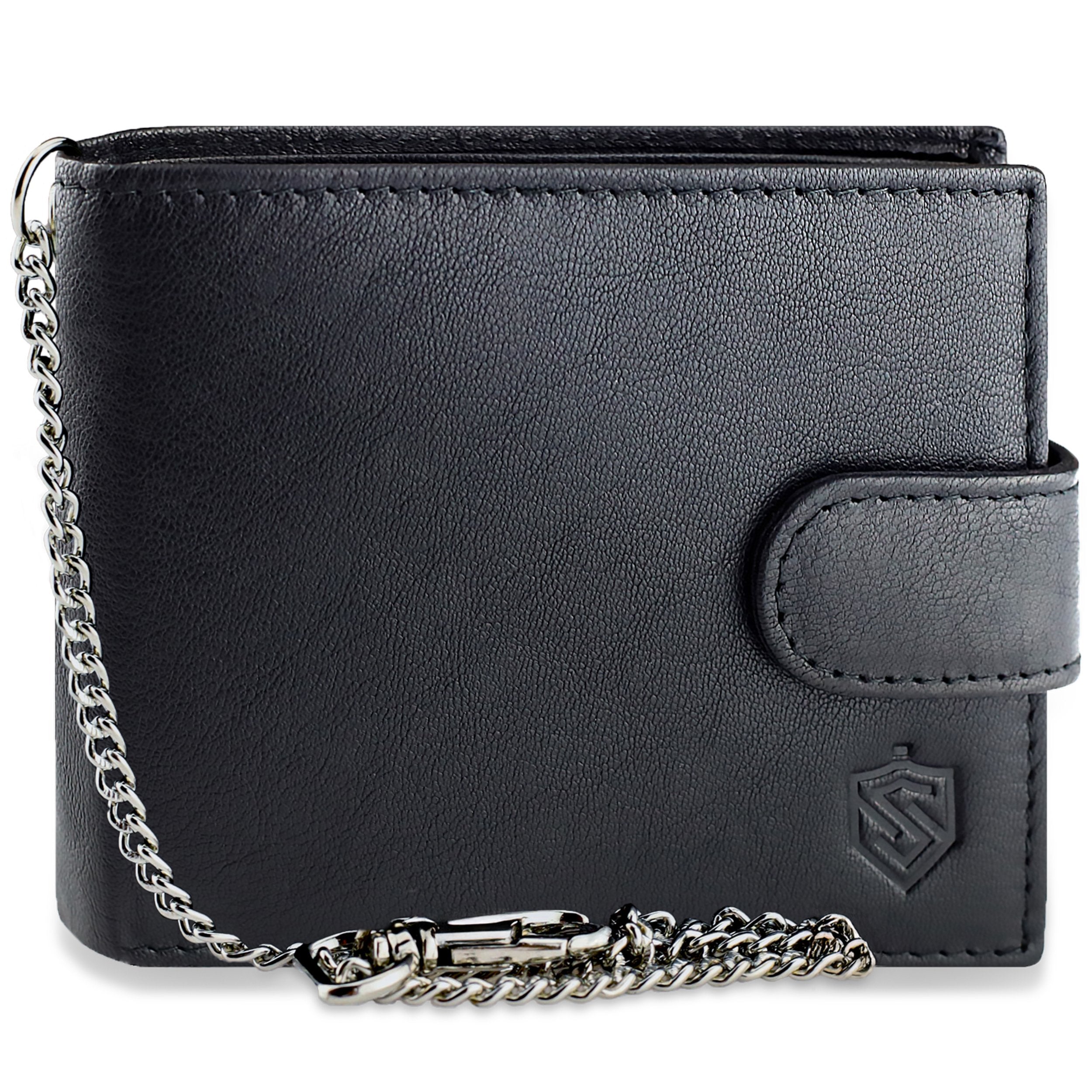 Juoda vyriška piniginė STEVENS su grandine S1082