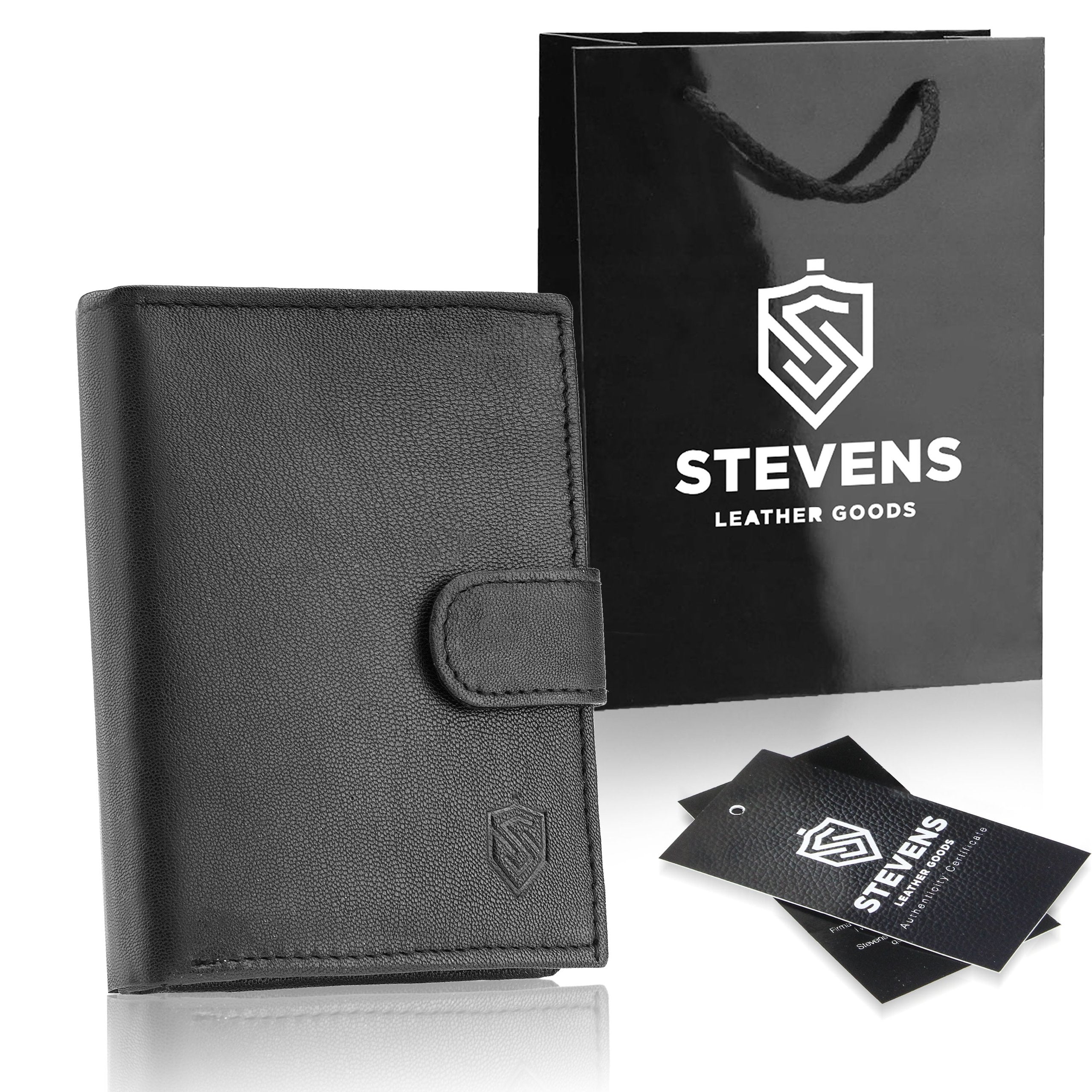 Vyriška odinė piniginė STEVENS su maišeliu, su RFID apsauga 326A