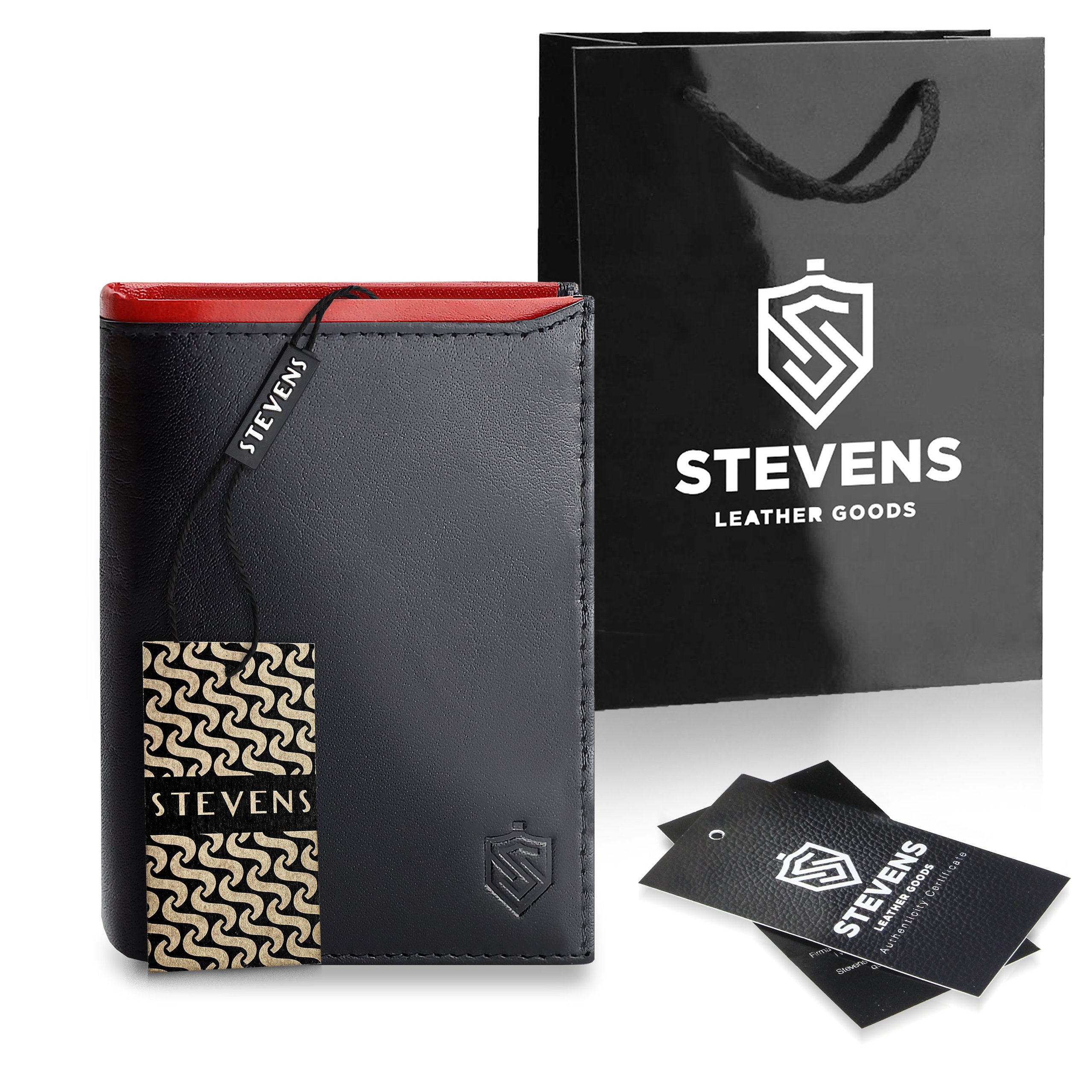 Vyriška odinė piniginė STEVENS su maišeliu, juoda, RFID apsauga Z06-326