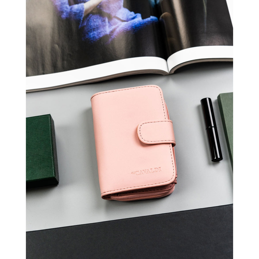 Moteriška 4U Cavaldi ekologiškos odos piniginė, rožinė, telpa automobilio registracijos liudijimas TL3