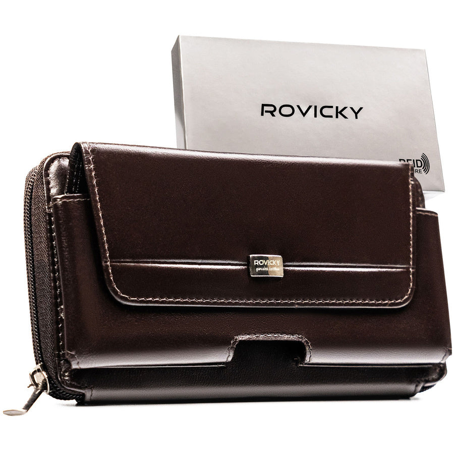 Natūralios odos delninė/piniginė vyrams Rovicky, ruda 043-NBAR