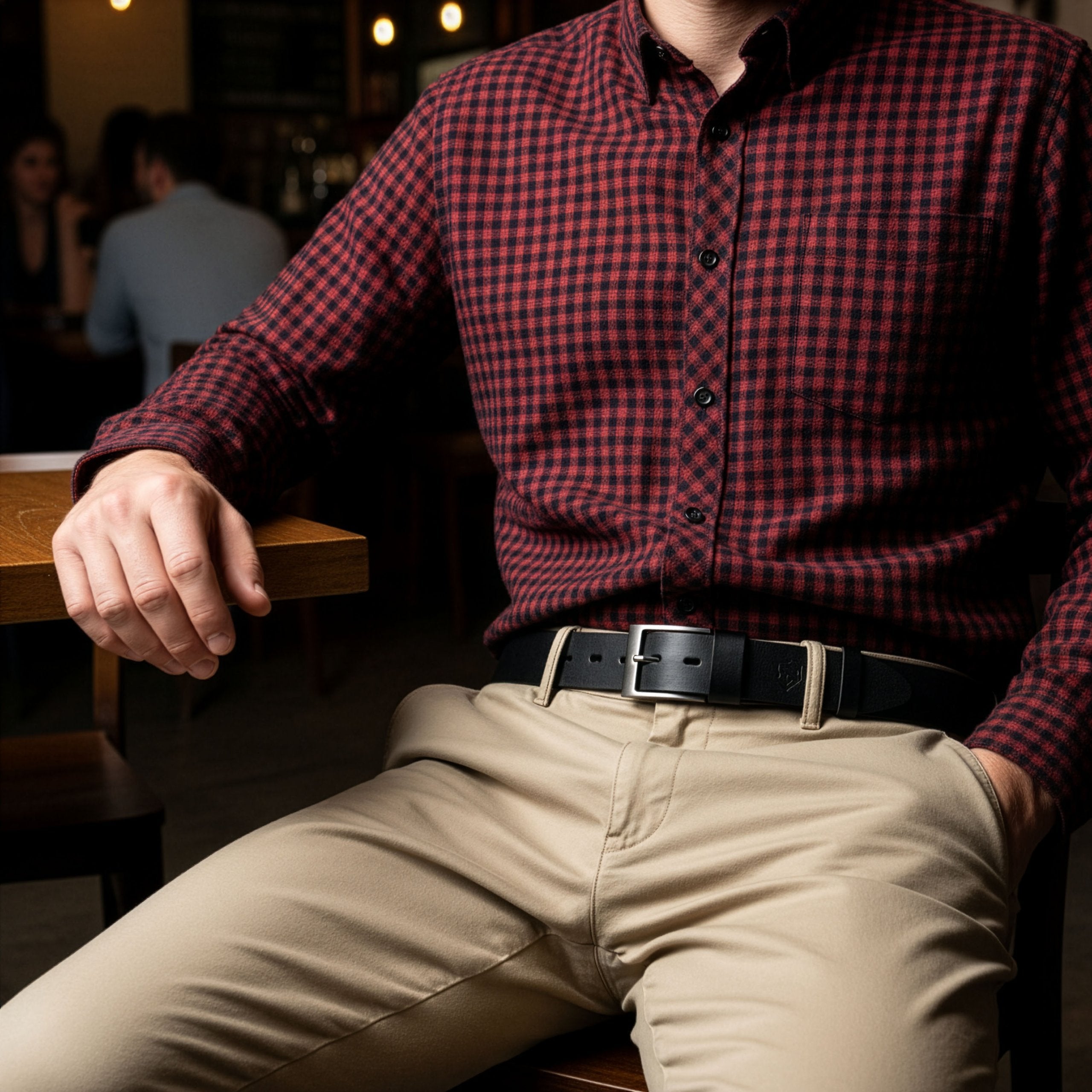 Vyriškas odinis diržas Stevens, juodas D26