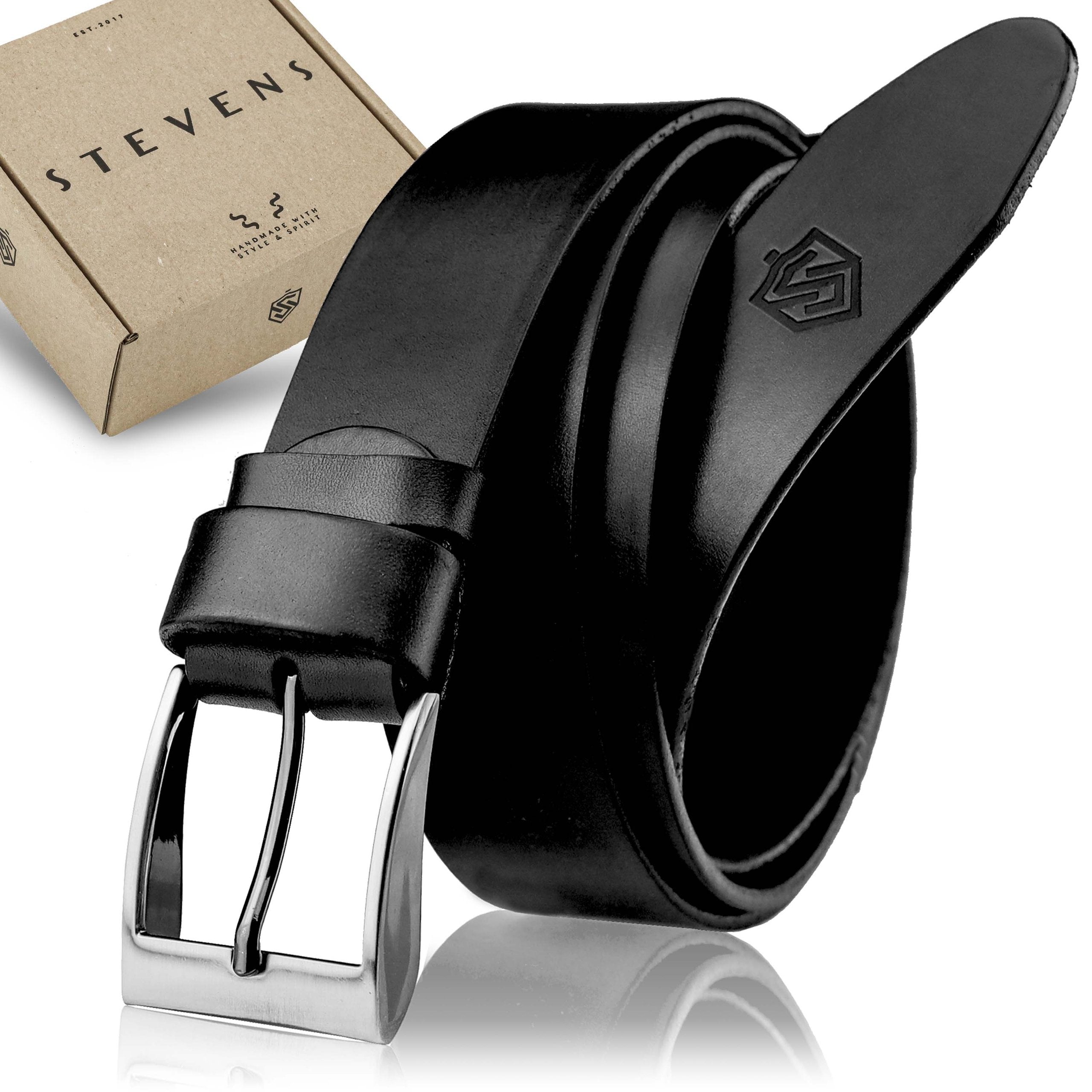 Vyriškas odinis diržas Stevens, juodas D26
