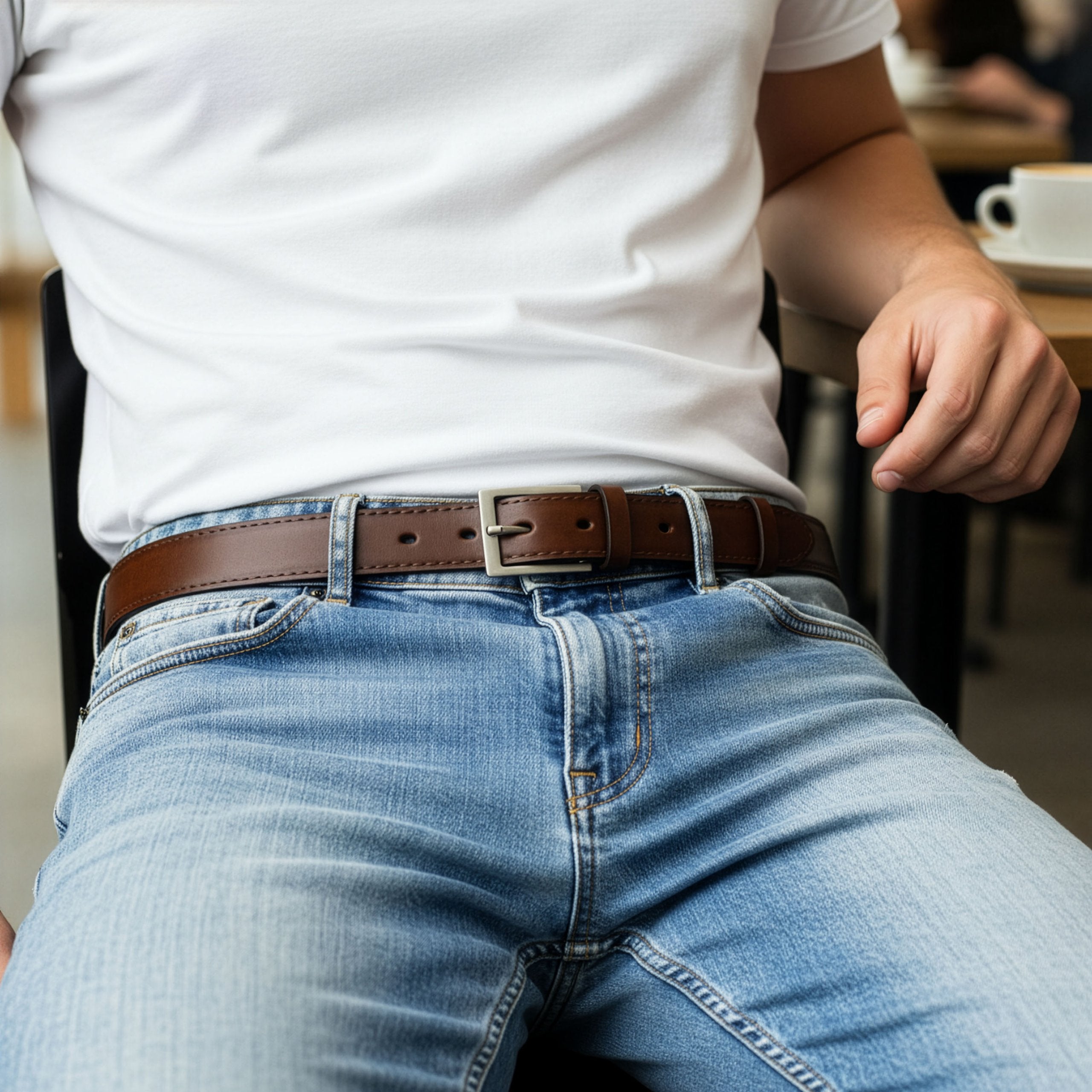 Vyriškas odinis diržas Stevens, rudas D24