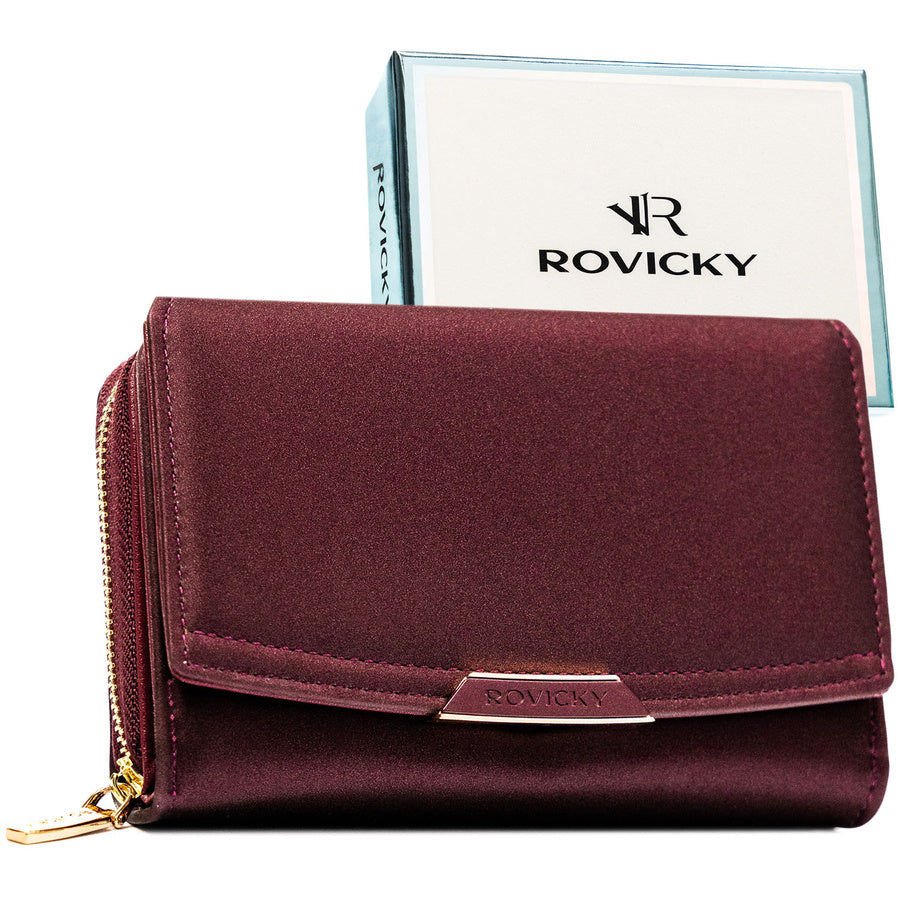 Moteriška RFID piniginė „Rovicky“ iš ekologiškos odos, slyvų spalvos ST59
