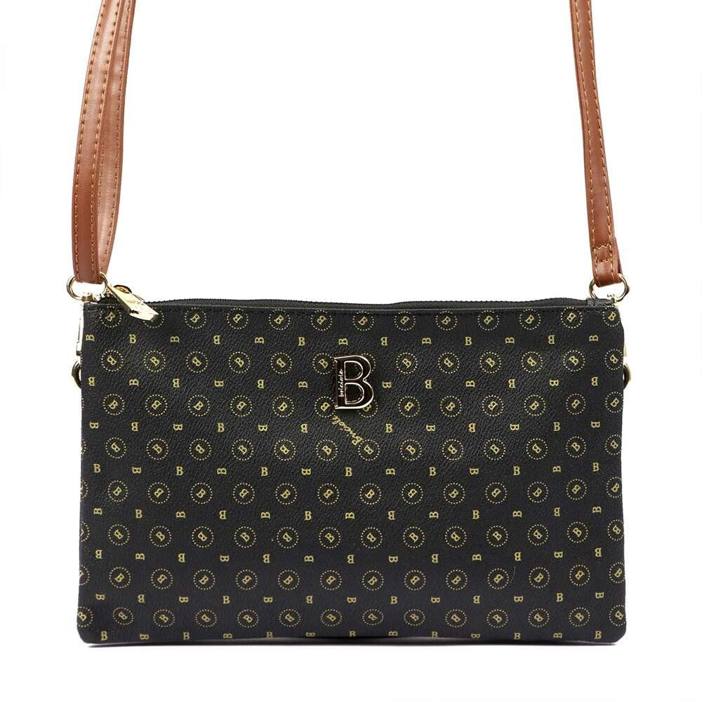 Moteriška rankinė BRICIOLE 4074, juoda, eko oda, su auksinės spalvos detalėmis