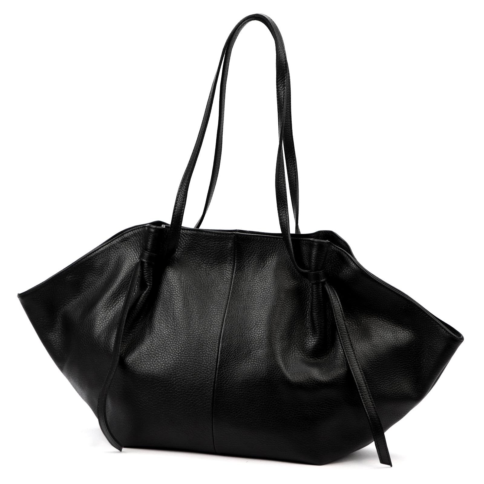 Moteriška didelė odinė shopper tipo rankinė Luka, juoda, A4