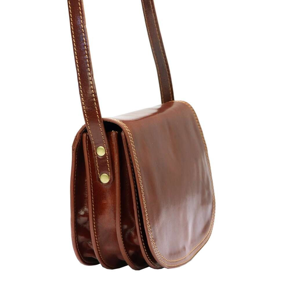 Moteriška odinė rankinė Florence 5512, ruda, su auksinės spalvos detalėmis