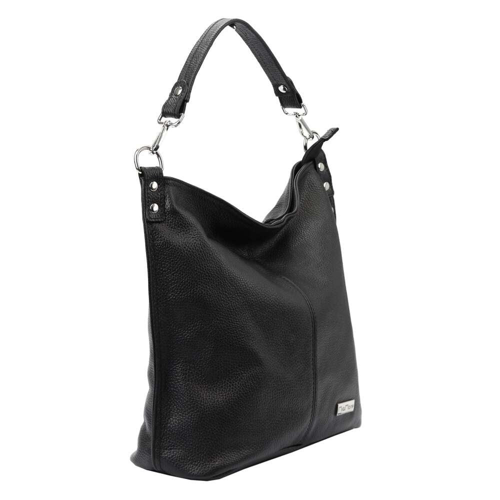 Moteriška odinė rankinė MiaMore 01-053, juoda, talpi A4