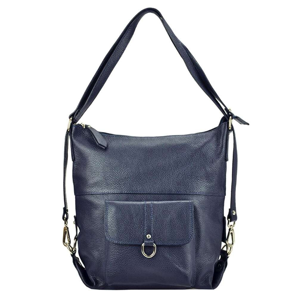 Moteriška odinė rankinė Patrizia 19-001, tamsiai mėlyna, didelė, A4 formatui