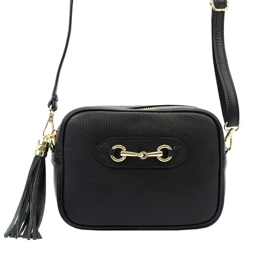 Moteriška elegantiška odinė rankinė Luka Dollaro, juoda