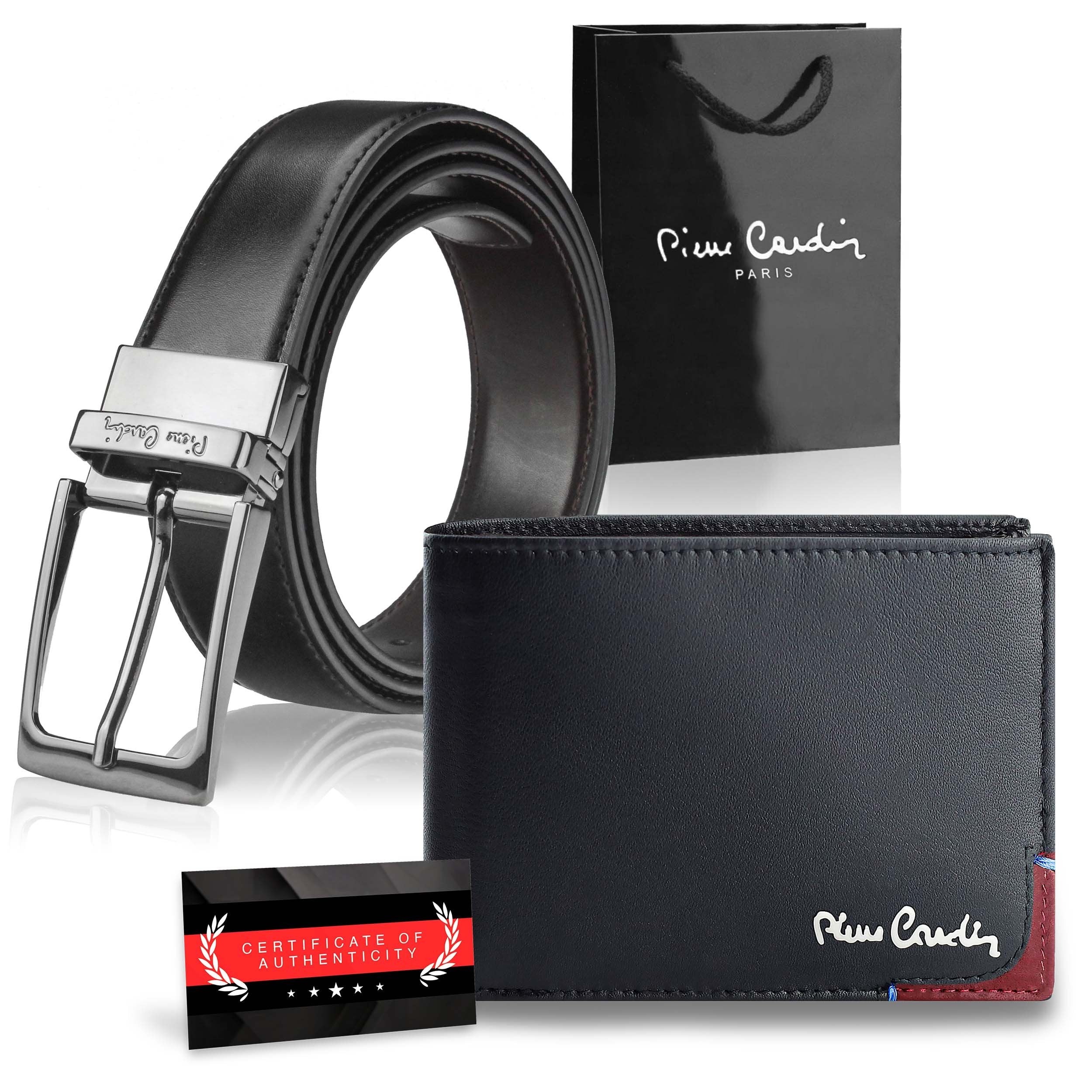 Dovanų rinkinys vyrams: odinė piniginė Pierre Cardin RFID, odinis diržas 75TILAK8806
