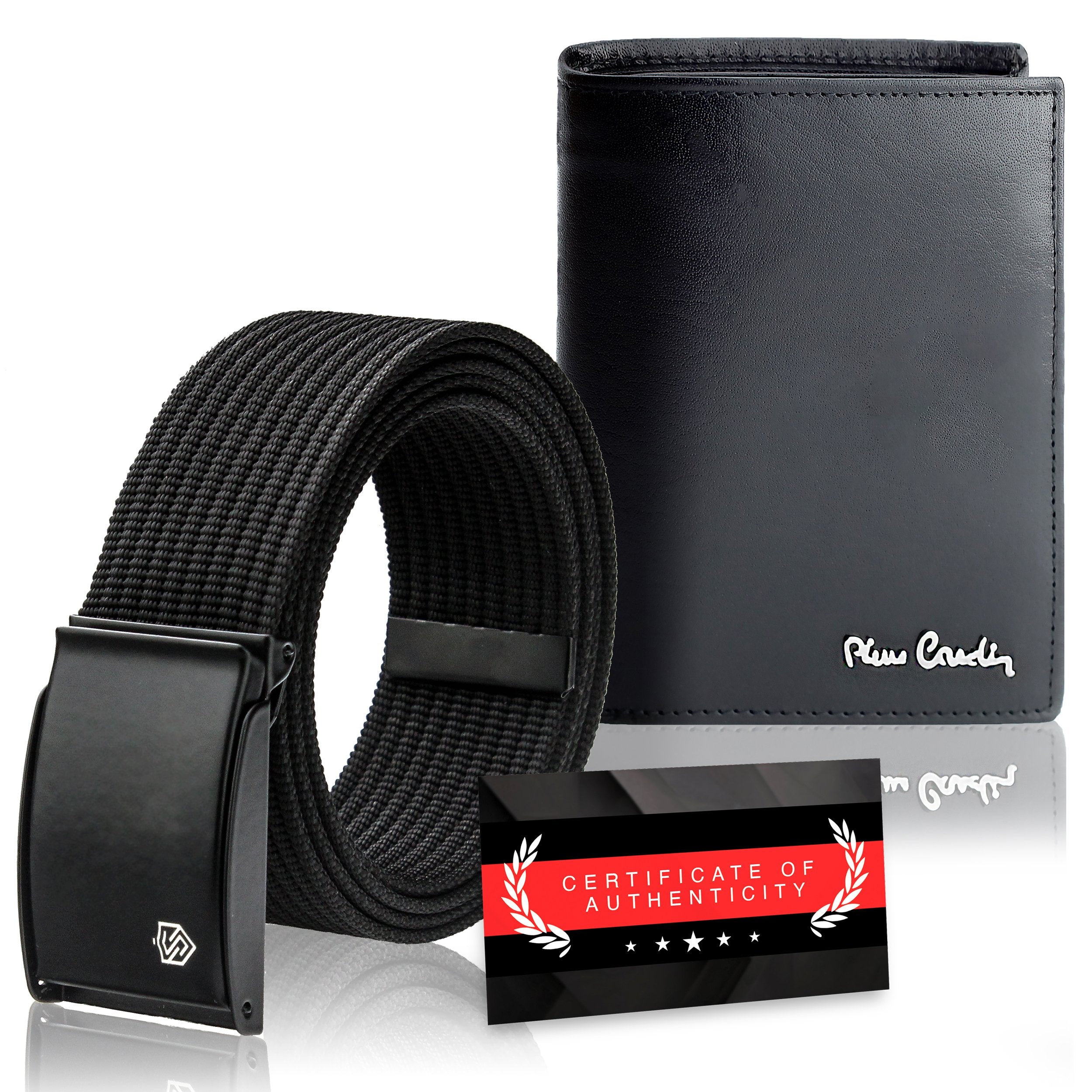 Dovanų rinkinys vyrams: odinė piniginė Pierre Cardin RFID ir diržas Stevens 623206