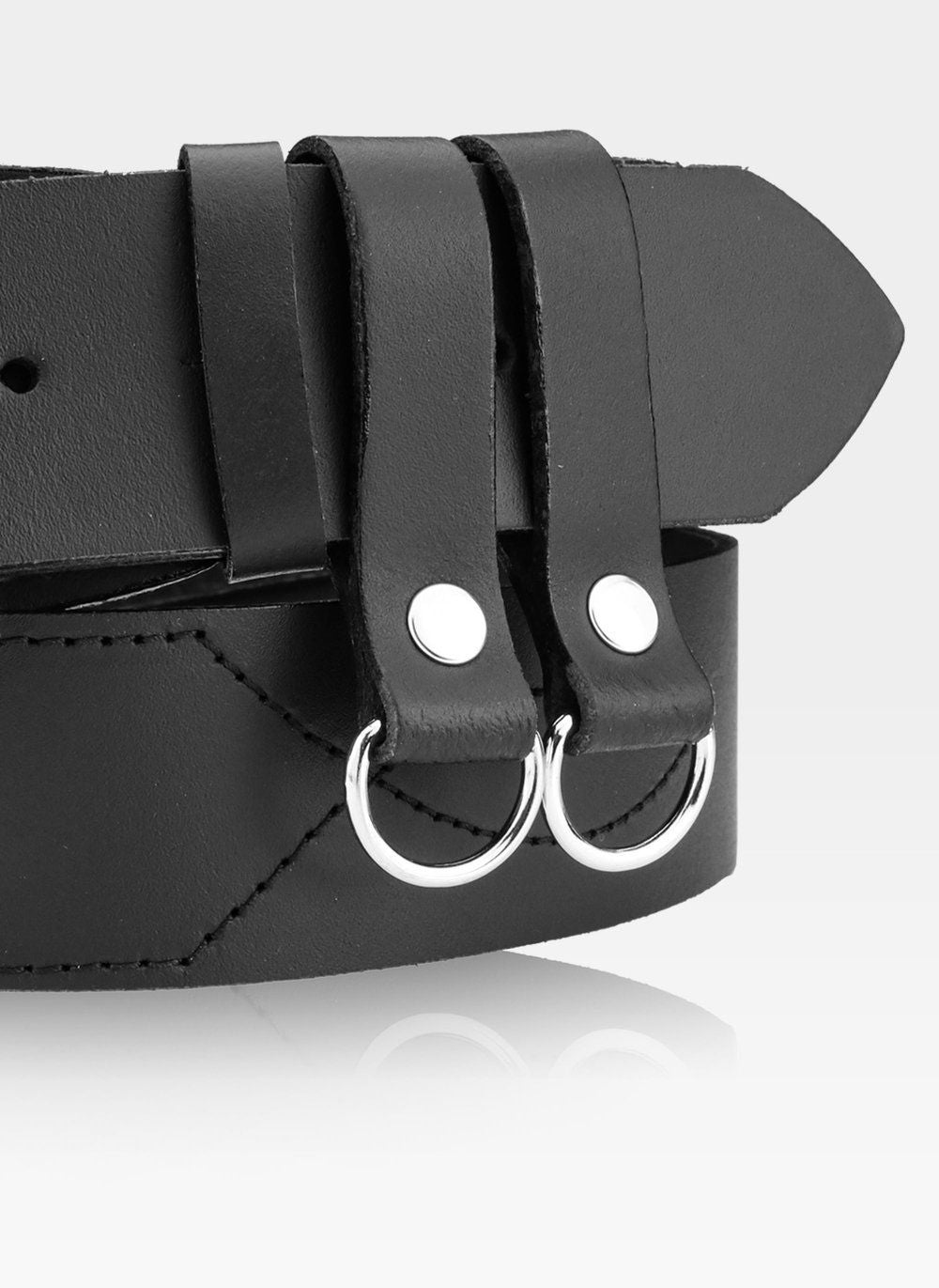 Vyriškas odinis diržas Stevens Army, juodas D39