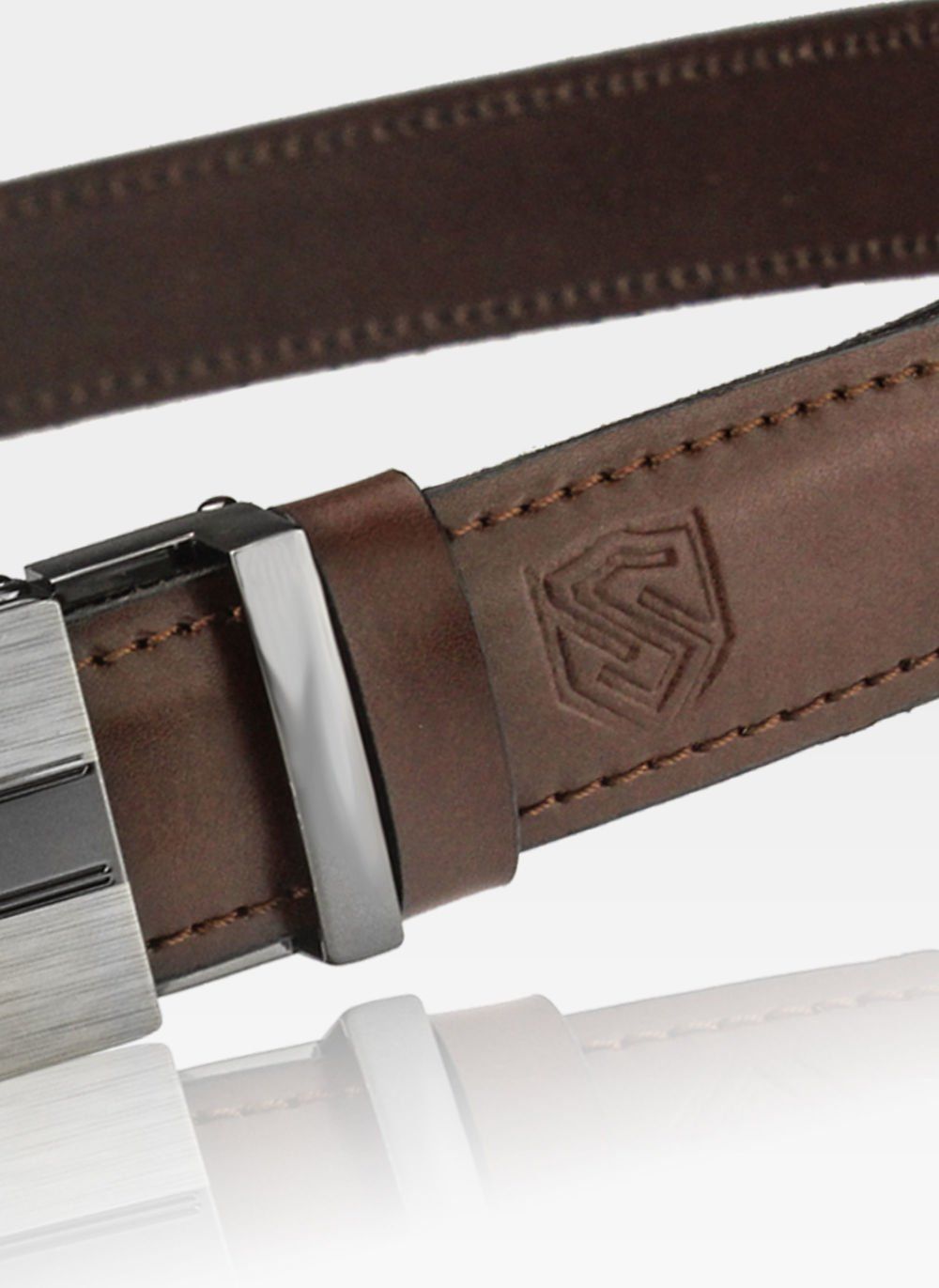 Vyriškas odinis diržas Stevens su automatine sagtimi, rudas D29