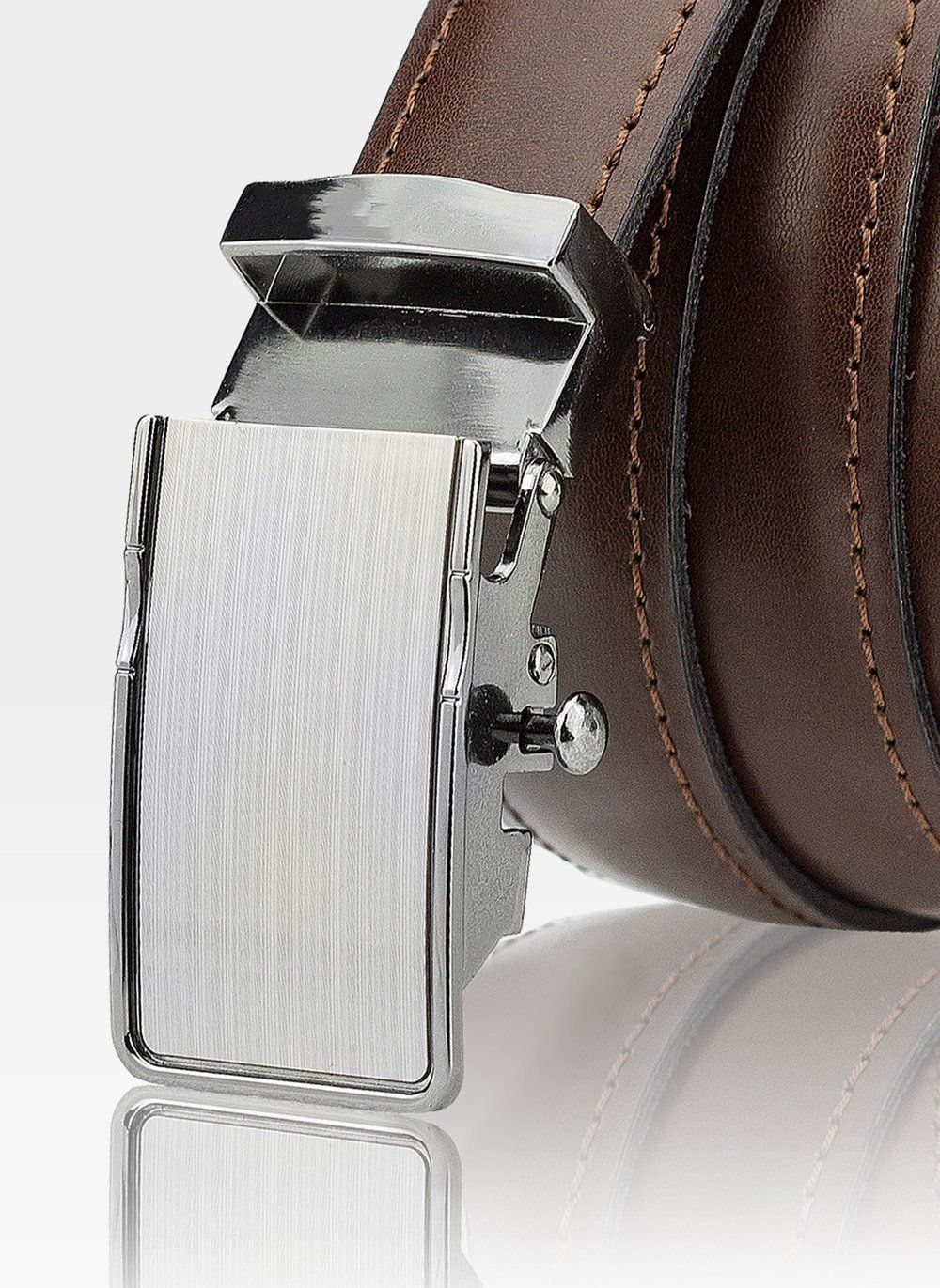 Vyriškas odinis diržas Stevens su automatine sagtimi, rudas D32