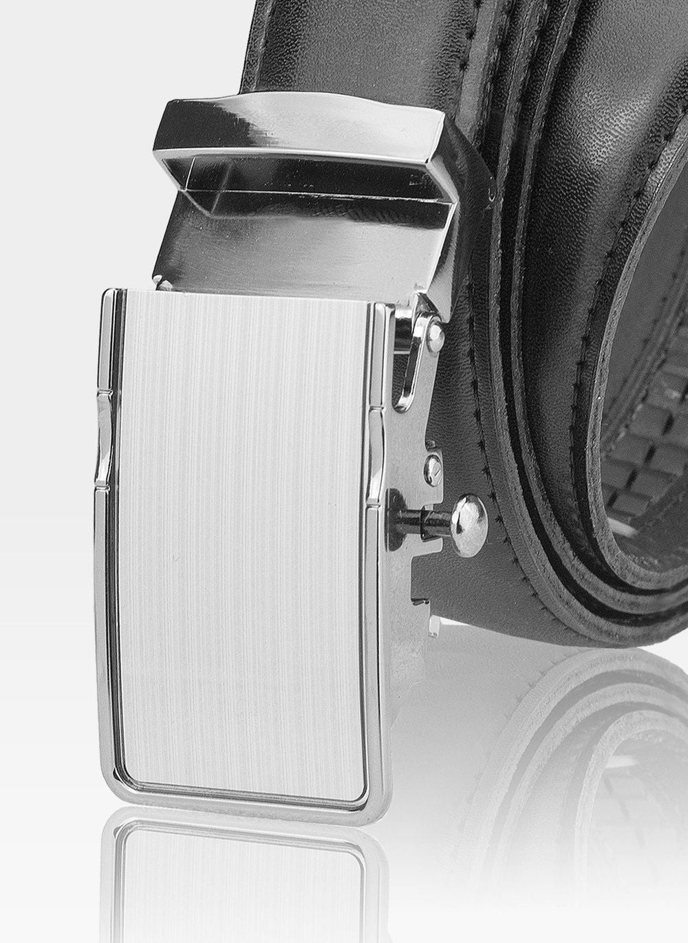 Vyriškas odinis diržas Stevens su automatine sagtimi, juodas D34