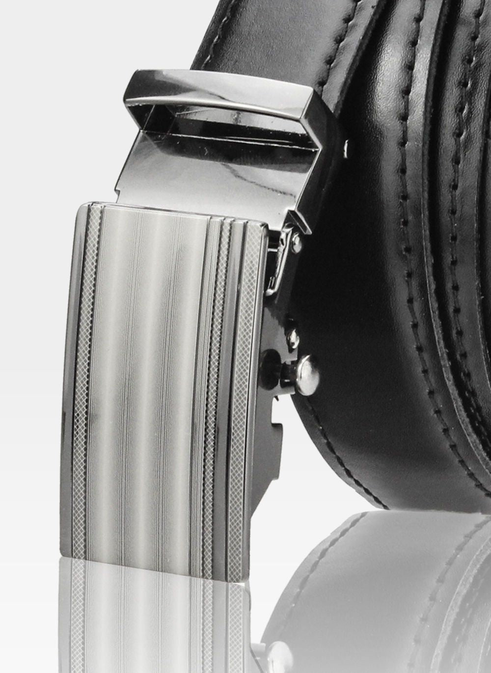 Vyriškas odinis diržas Stevens su automatine sagtimi, juodas D36