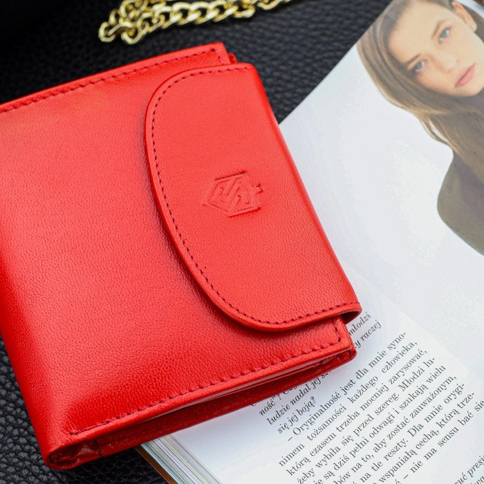 Moteriška odinė piniginė STEVENS, raudona D1870