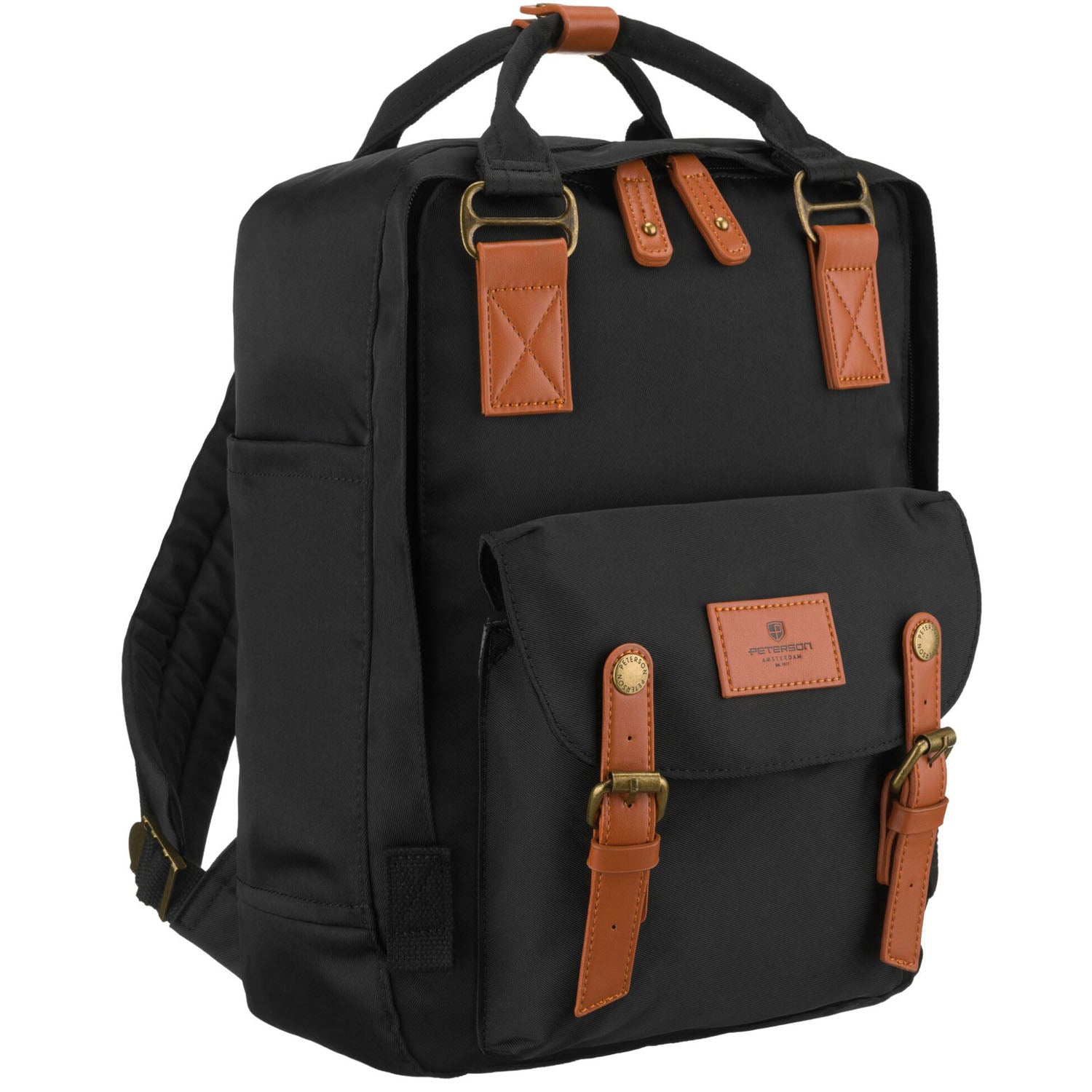 Didelė kuprinė moterims Peterson, juoda ruda K60