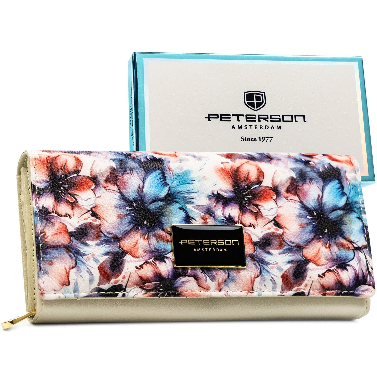 Didelė piniginė moterims Peterson, gėlėta PT119