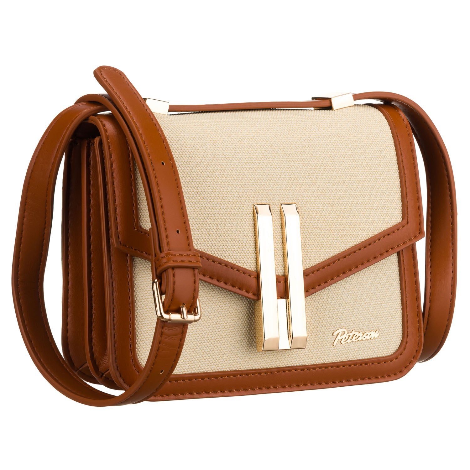 Maža rankinė moterims Peterson, kreminė ir ruda 1245