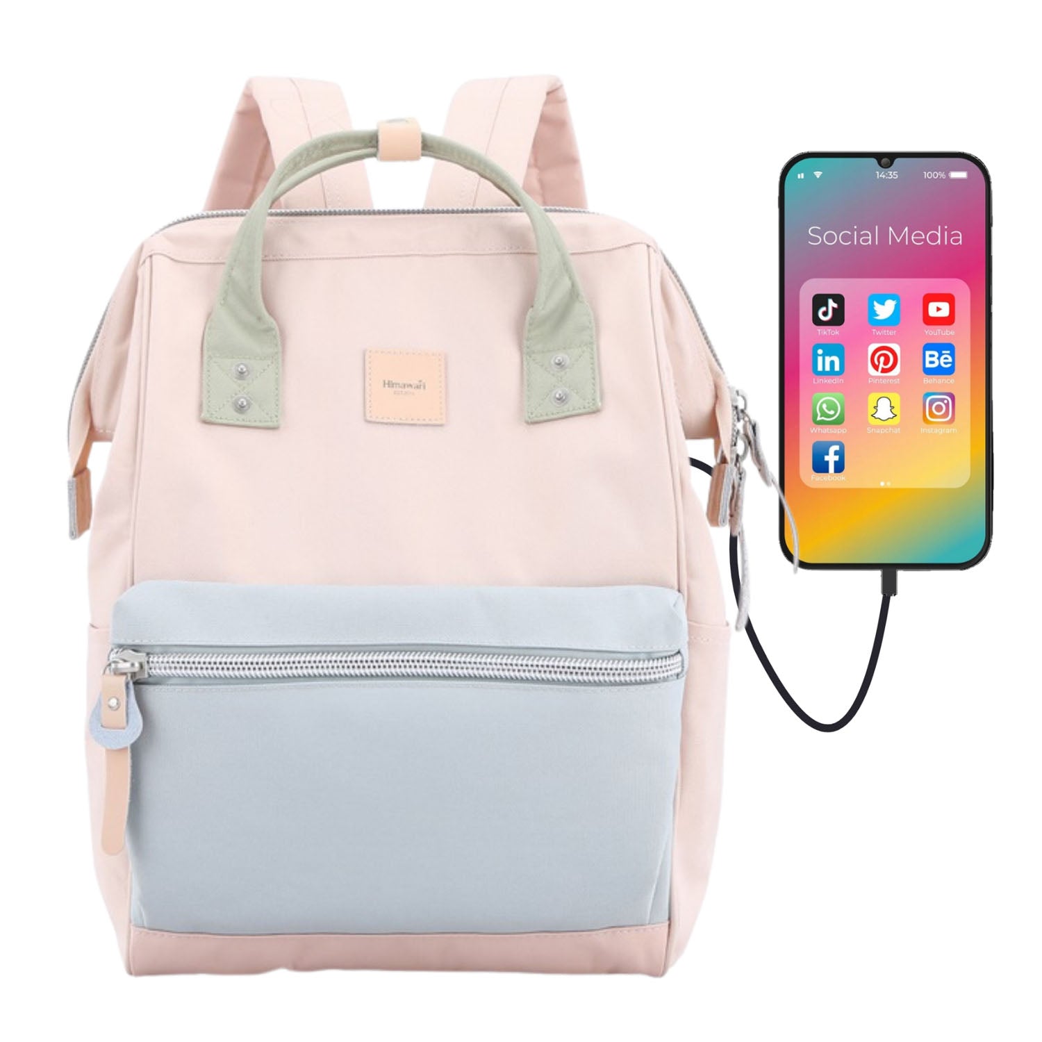 Moteriška kuprinė Himawari, rožinė ir žydra N404