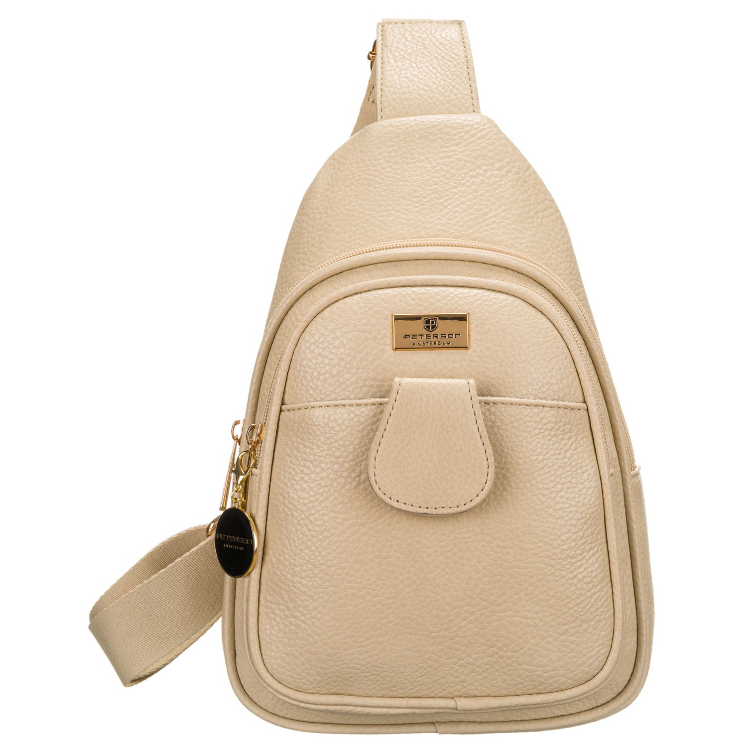 Rankinė maža eko odos Peterson, smėlio spalvos A01.