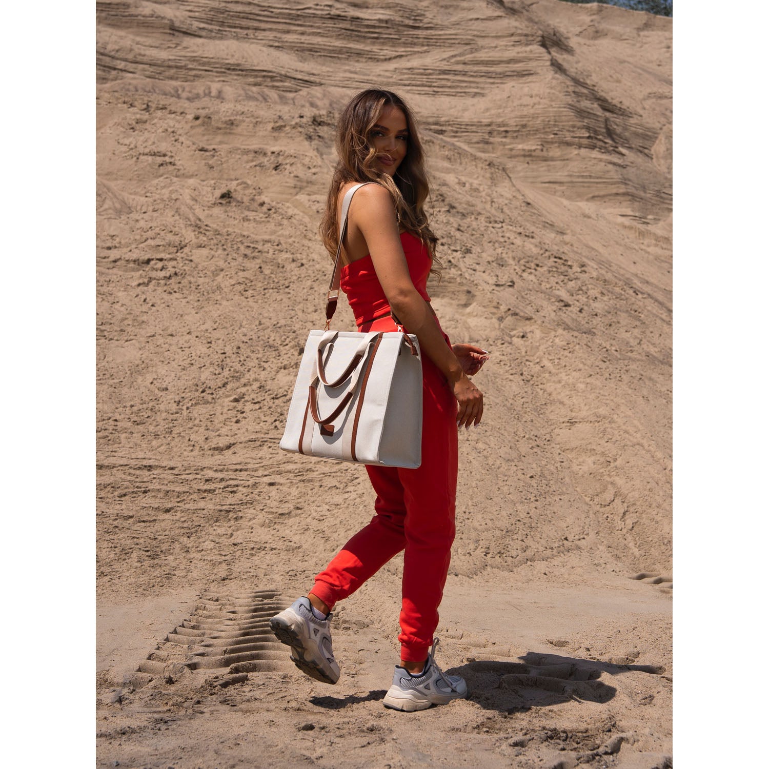 Didelė rankinė moterims Peterson, ruda ir smėlio