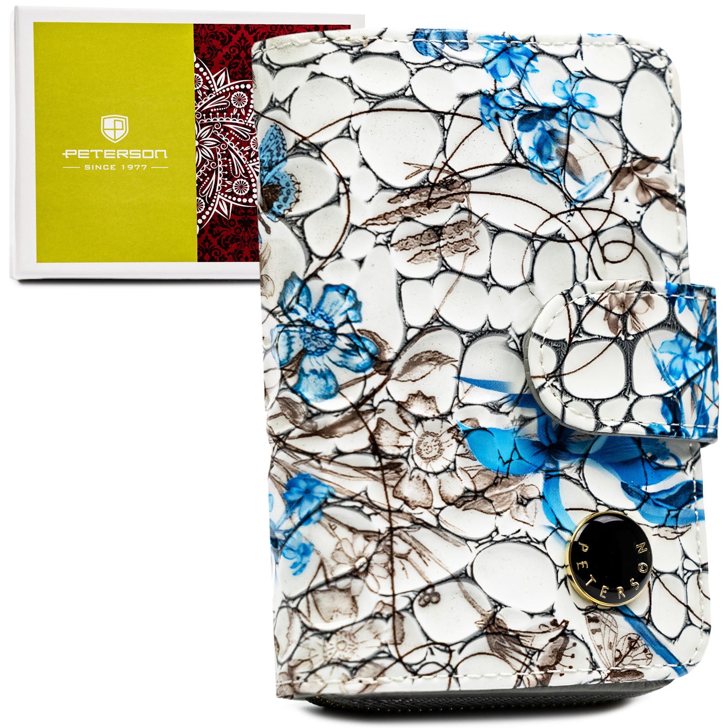 Didelis Piniginė moterims Peterson, baltai mėlynas PT118