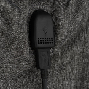 Talpi tamsiai pilka poliesterio kuprinė mamai su USB jungtimi - Peterson