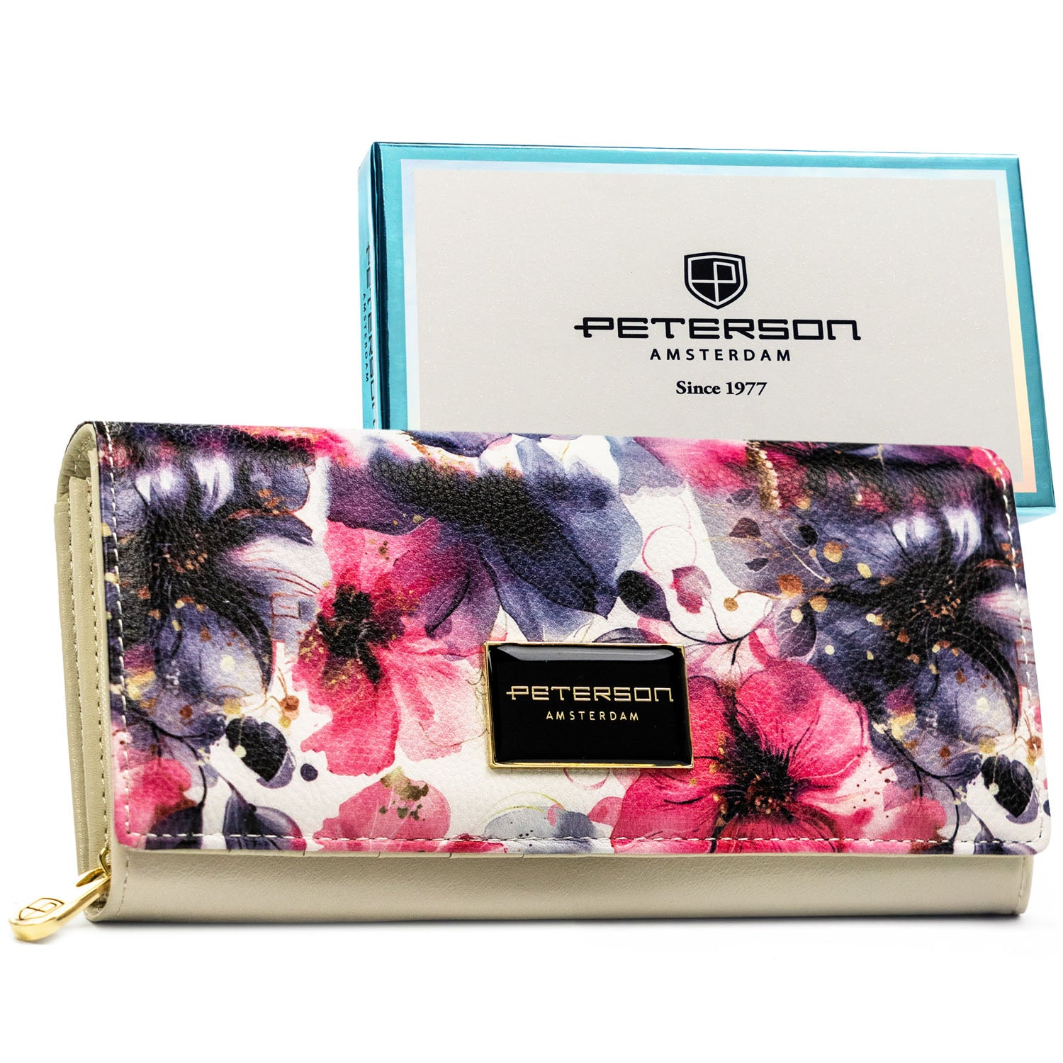 Didelė piniginė moterims Peterson, gėlėta PT120