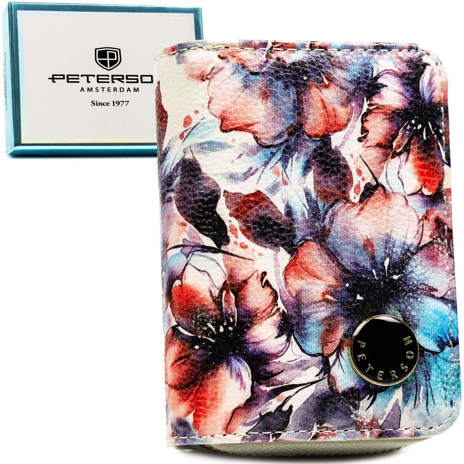 Vidutinė piniginė moterims Peterson, gėlėta PT56