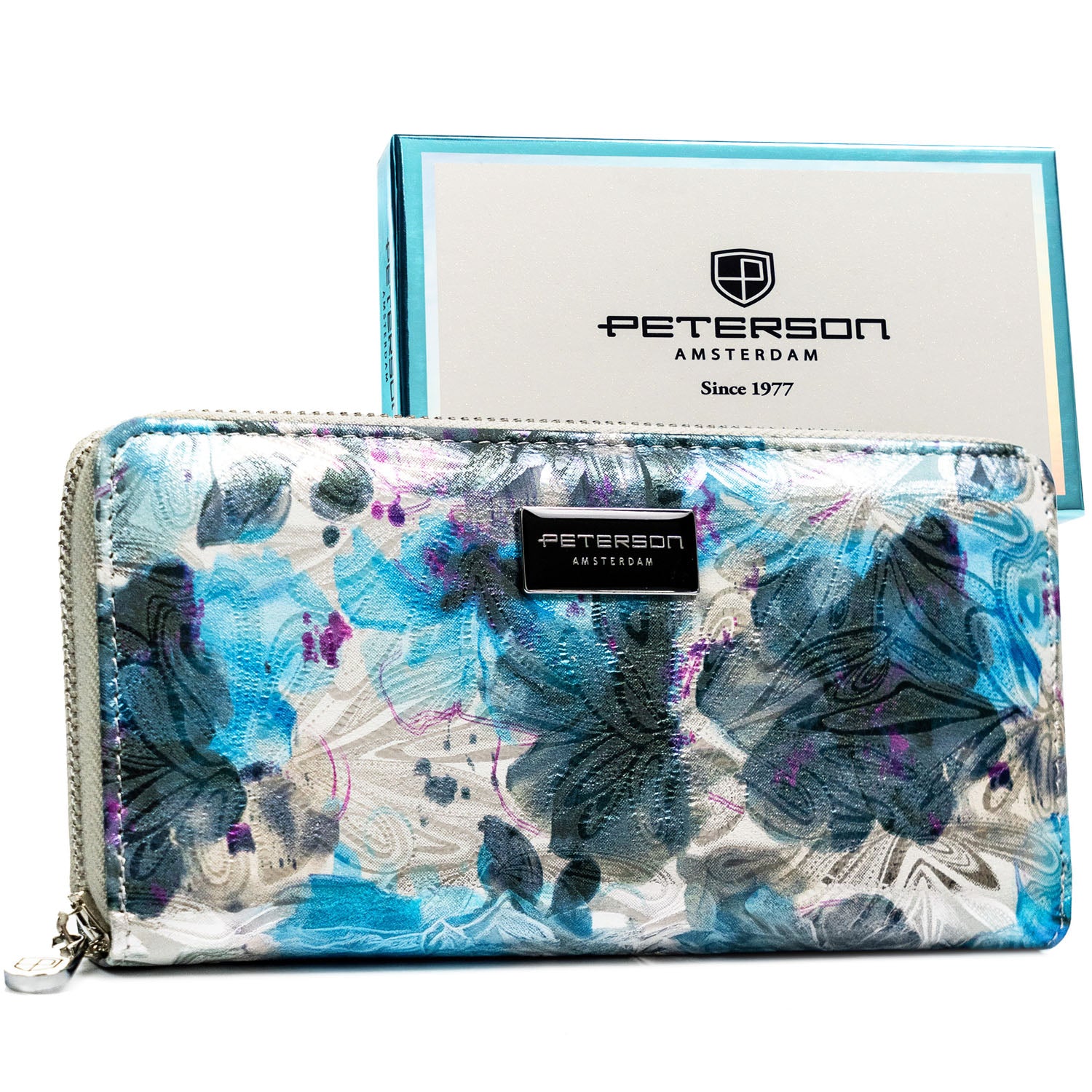 Vidutinė piniginė moterims Peterson, gėlėta PT98