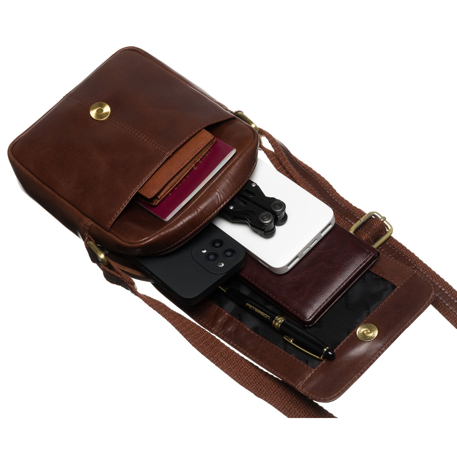 Didelė rankinė vyrams Peterson, ruda 6903