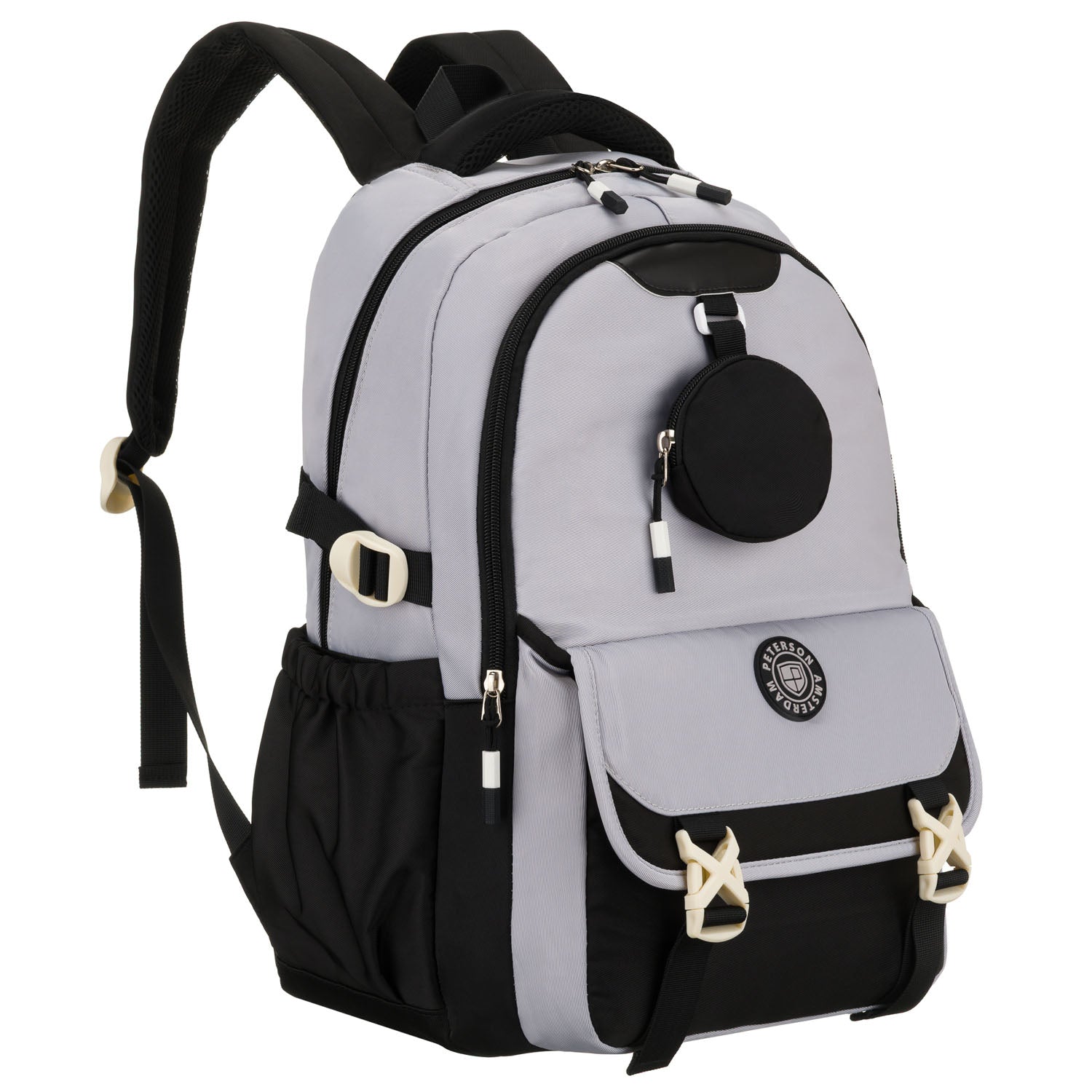 Vidutinė kuprinė unisex Peterson, pilka-juoda