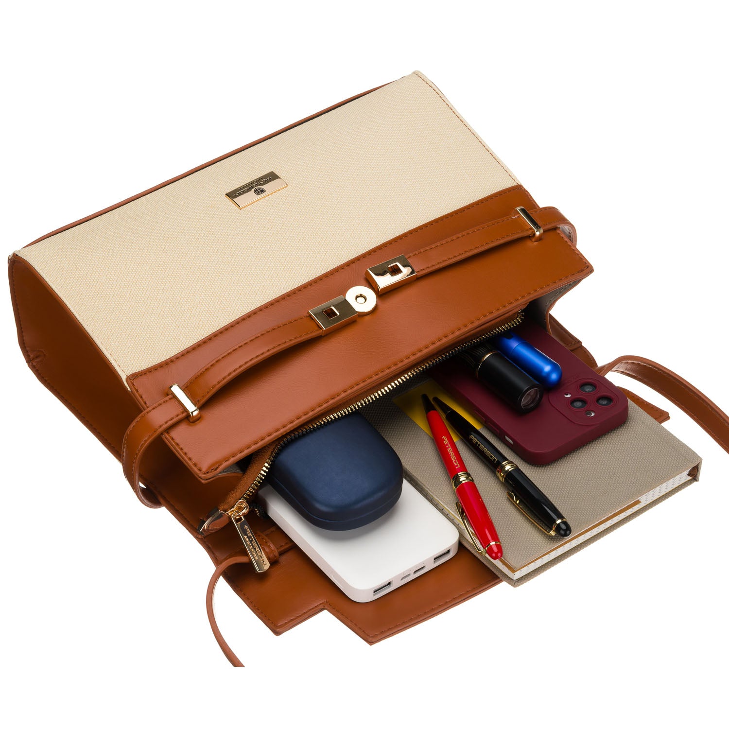 Rankinė moterims Peterson, dramblio kaulo ir ruda 1412