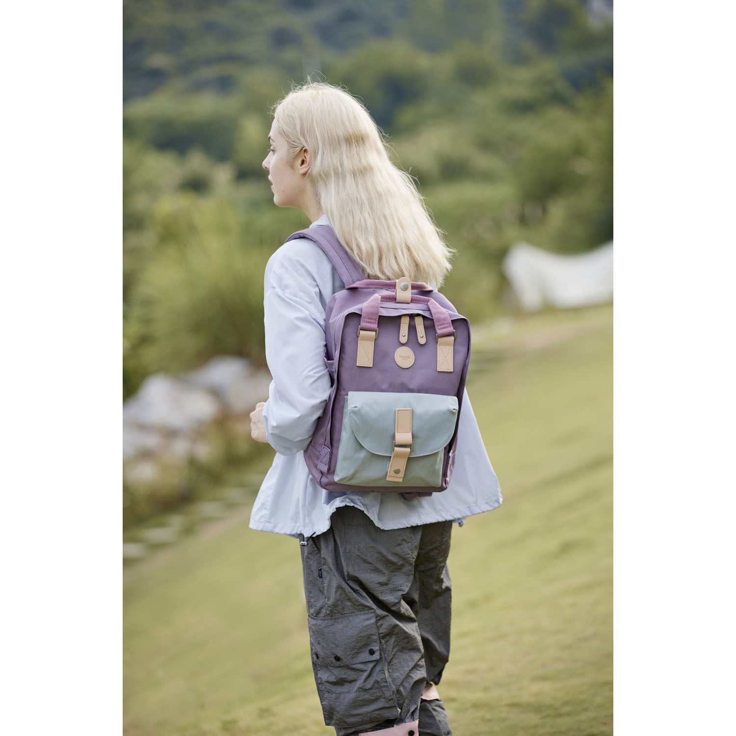 Vandeniui atsparus miesto kuprinė Himawari, violetinė-mėtinė