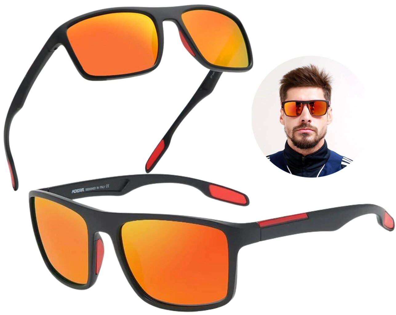 Poliarizuoti akiniai nuo saulės vyrams V3 juodi