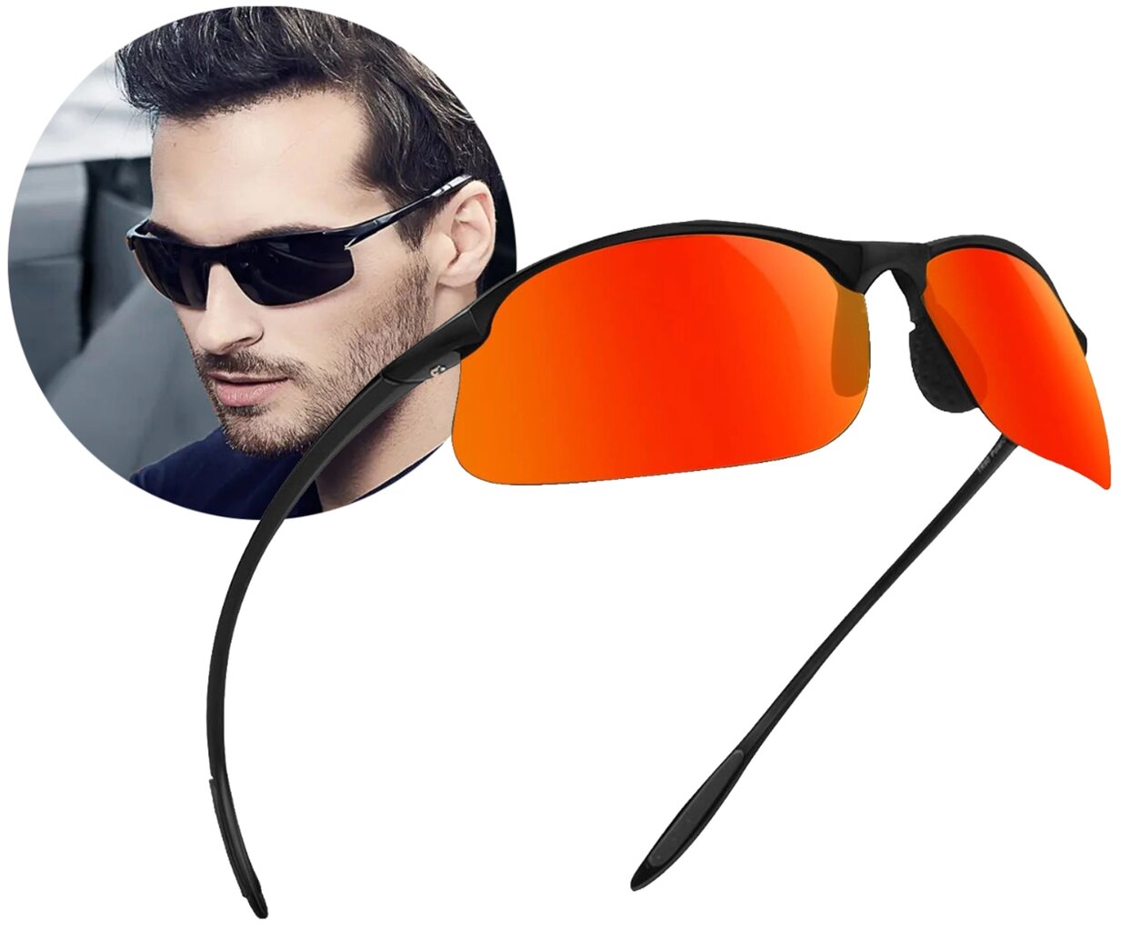 Poliarizuoti sportiniai akiniai nuo saulės vyrams O90 raudoni