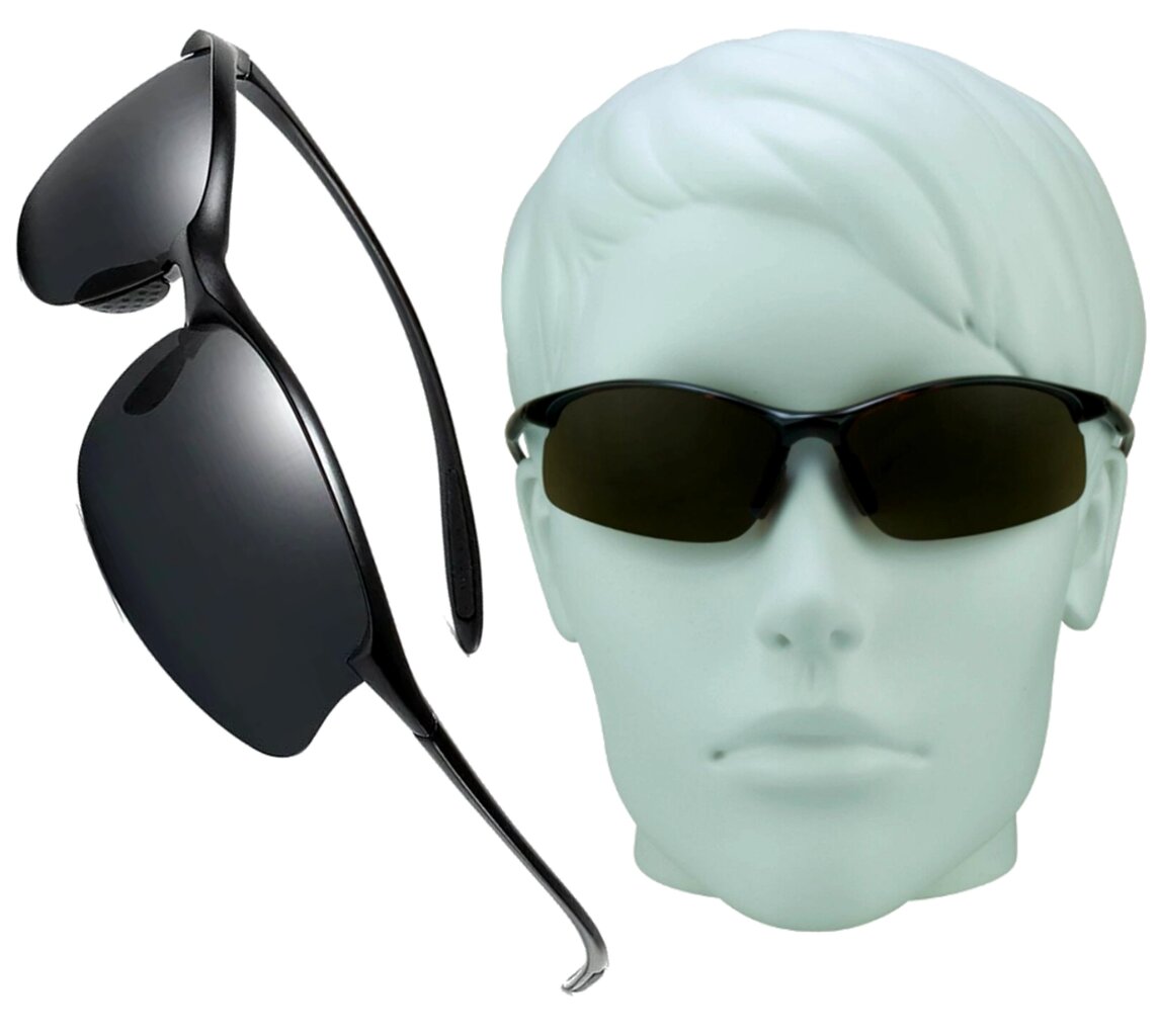 Poliarizuoti sportiniai akiniai nuo saulės vyrams V90 juodi