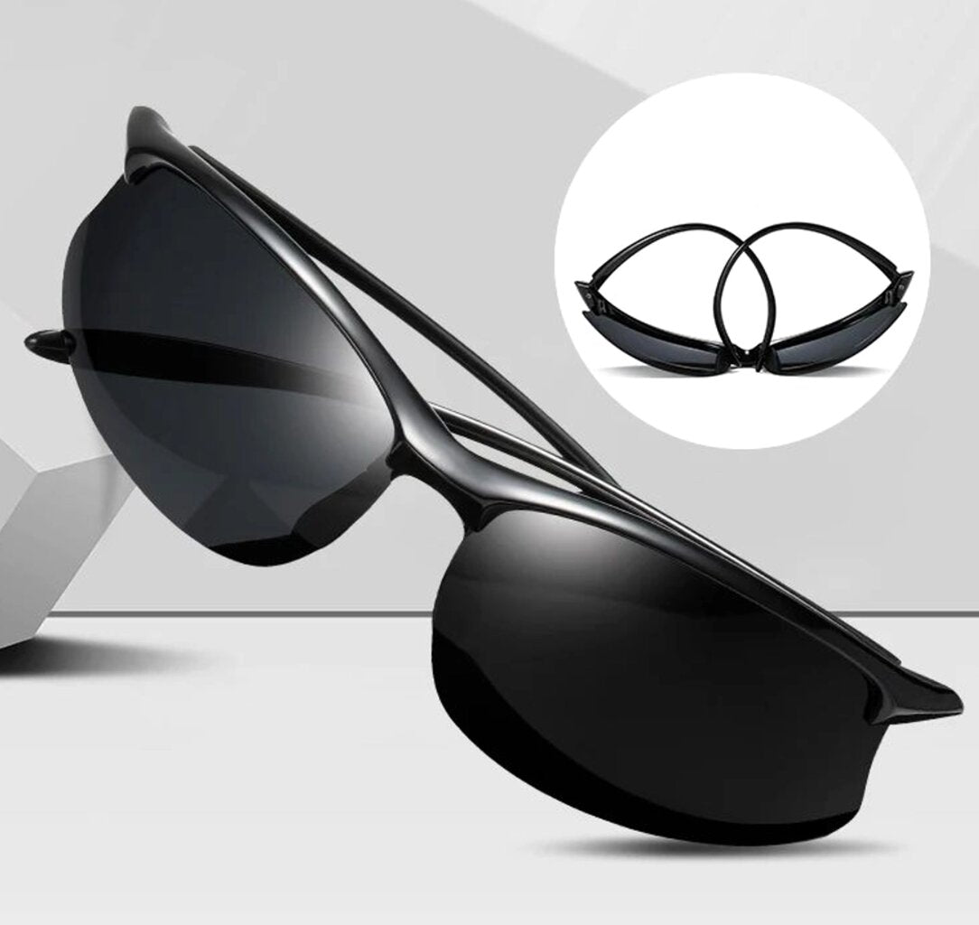 Poliarizuoti sportiniai akiniai nuo saulės vyrams V90 juodi