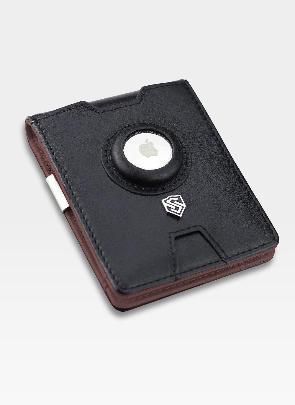 Vyriška odinė piniginė Stevens Airtag BLK/BRN S186