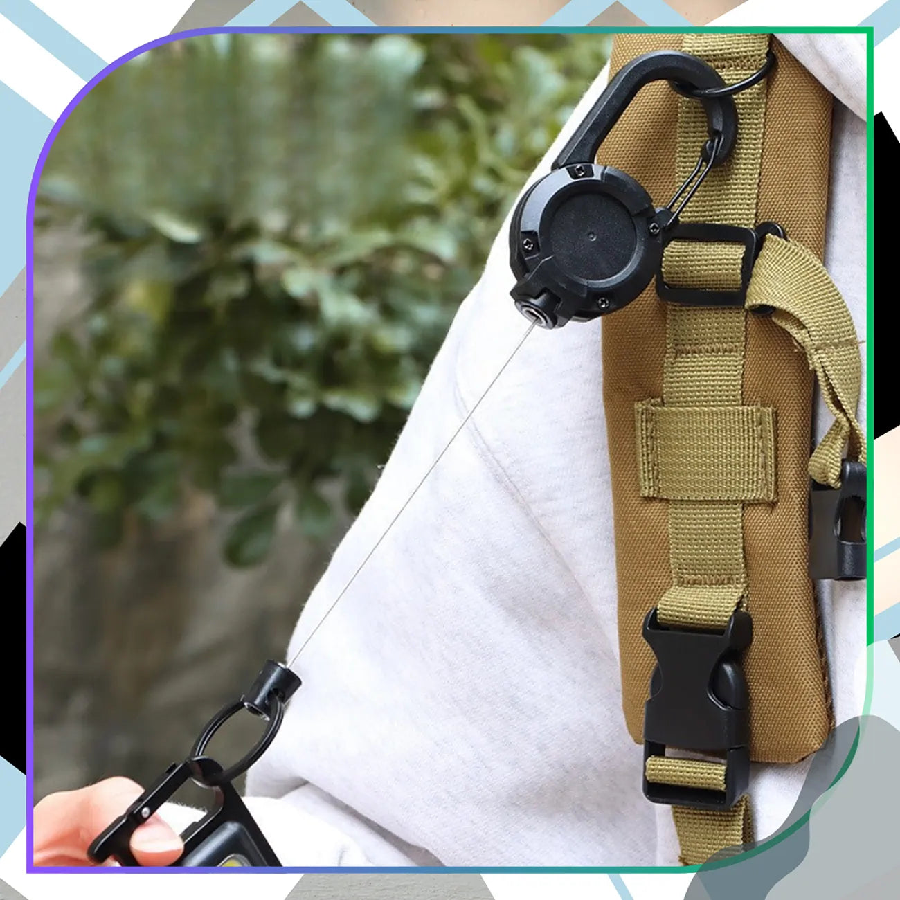 Raktų pakabukas su karabinu, juodas, 68 cm