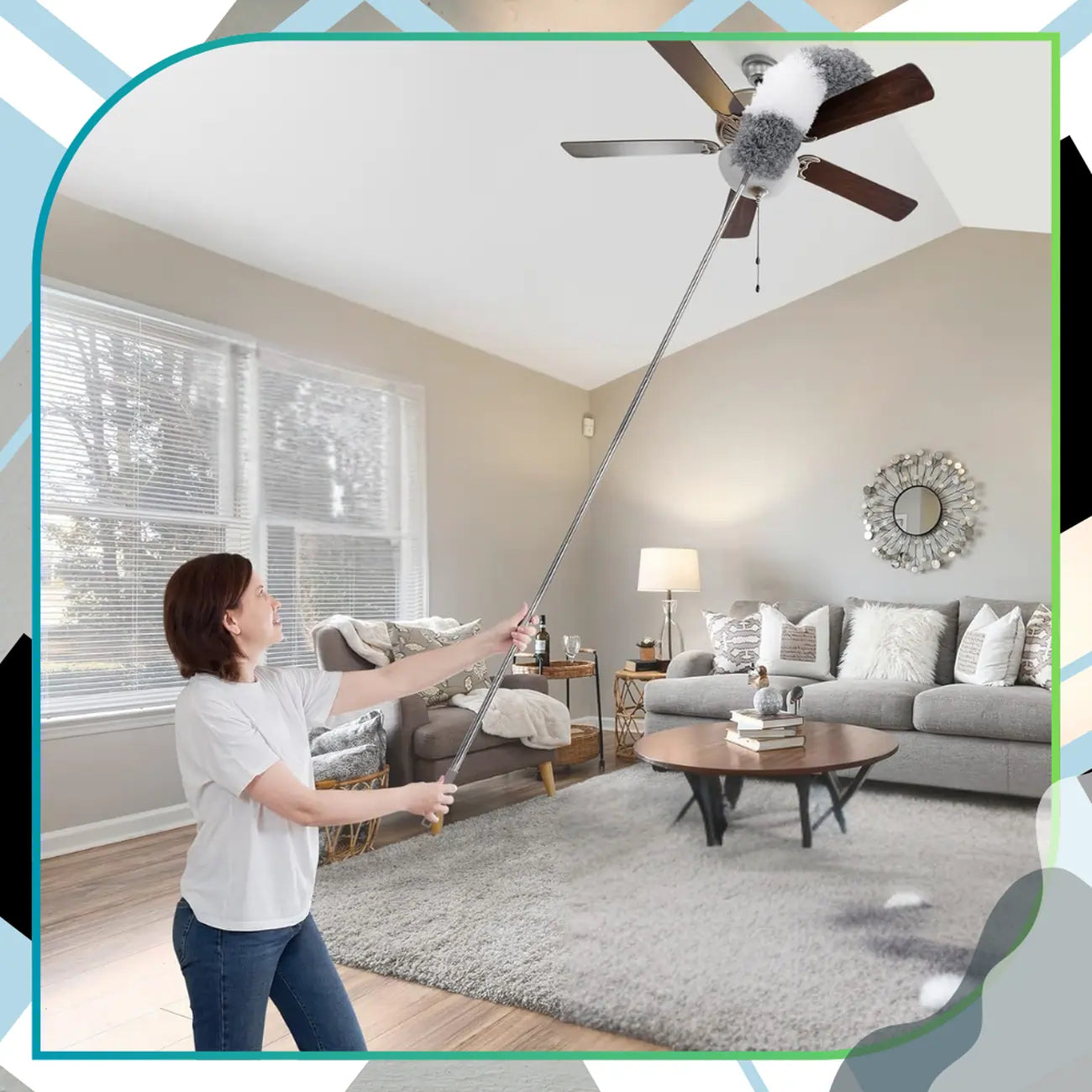 Teleskopinė dulkių šluotelė, ilga rankena