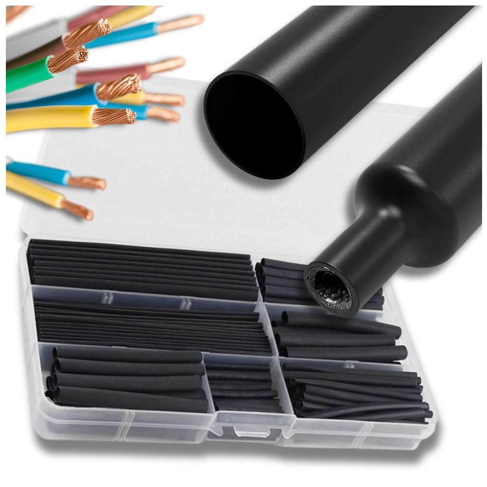 Termokurčiamų vamzdelių rinkinys su dėklu, 140 vnt.