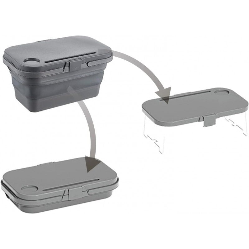 Universalus sulankstomas pikniko krepšys 3in1, stalas, pilkas